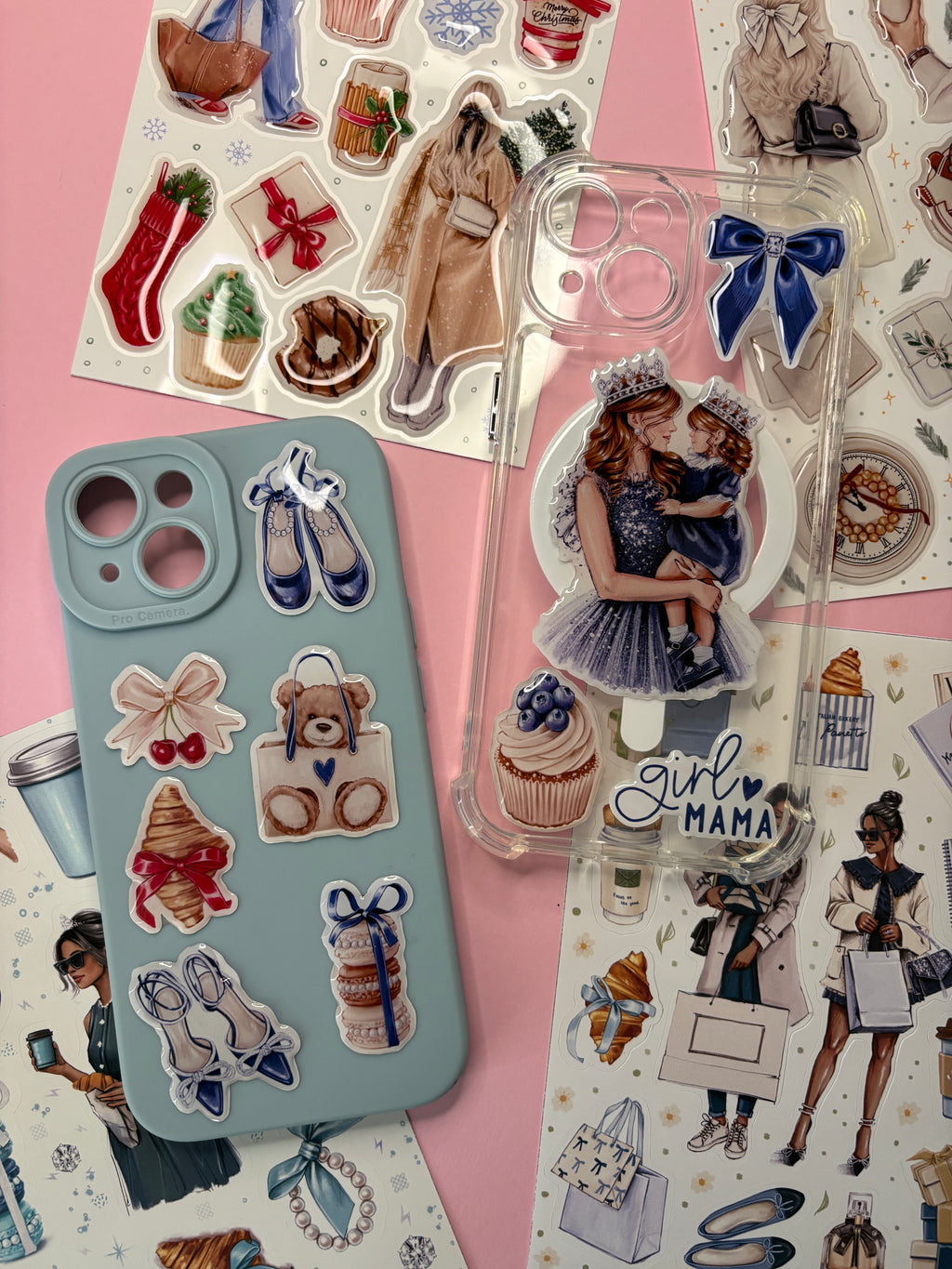 3D Stickers, 3D Stickers for Phone, iPad, MacBook, Stylish 3D Sticker Pack, 3D Stickers Set, Mother and Daughter, Fashion Accessories