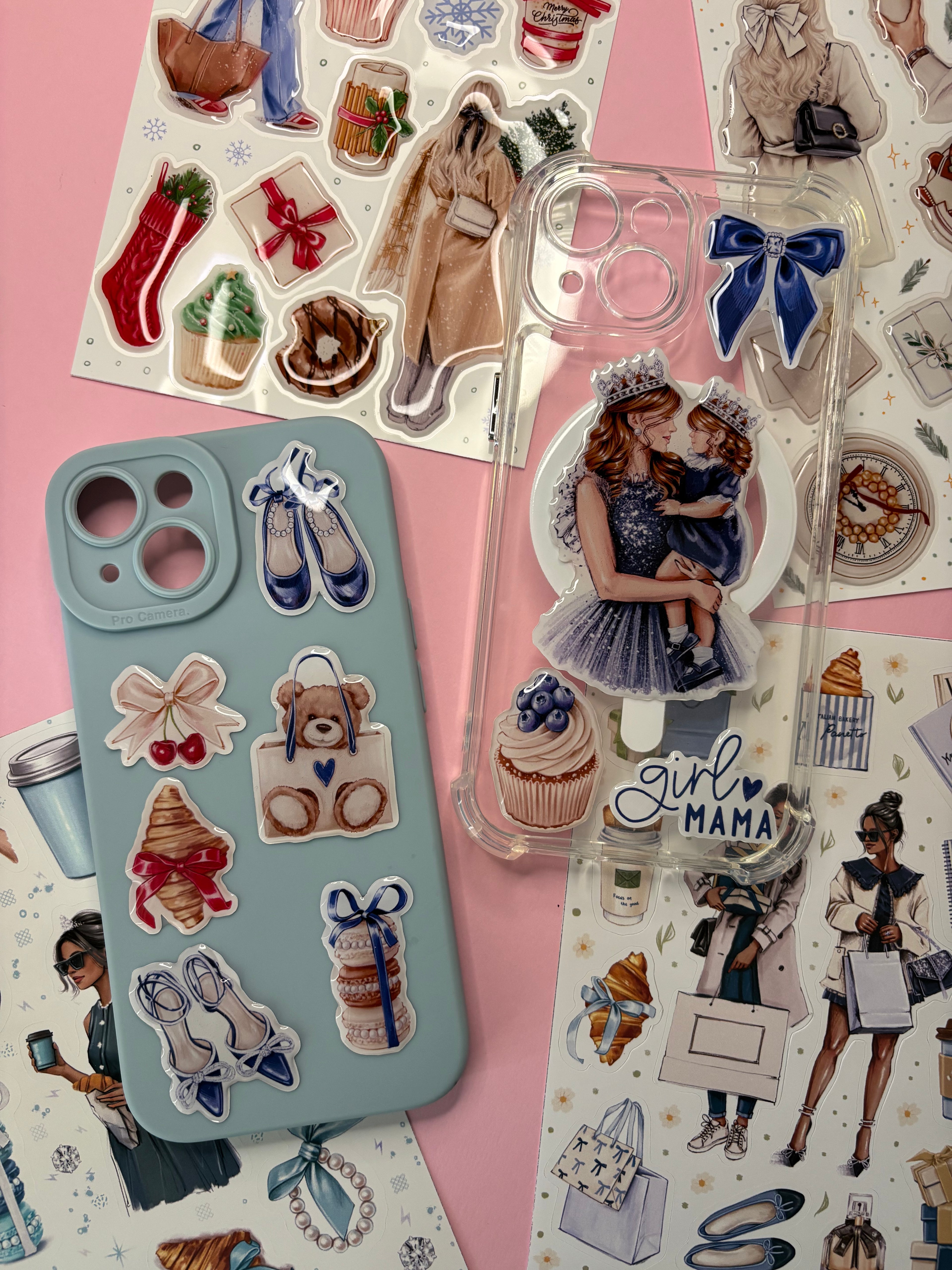 3D Stickers, 3D Stickers for Phone, iPad, MacBook, Stylish 3D Sticker Pack, 3D Stickers Set, Mother and Daughter, Fashion Accessories