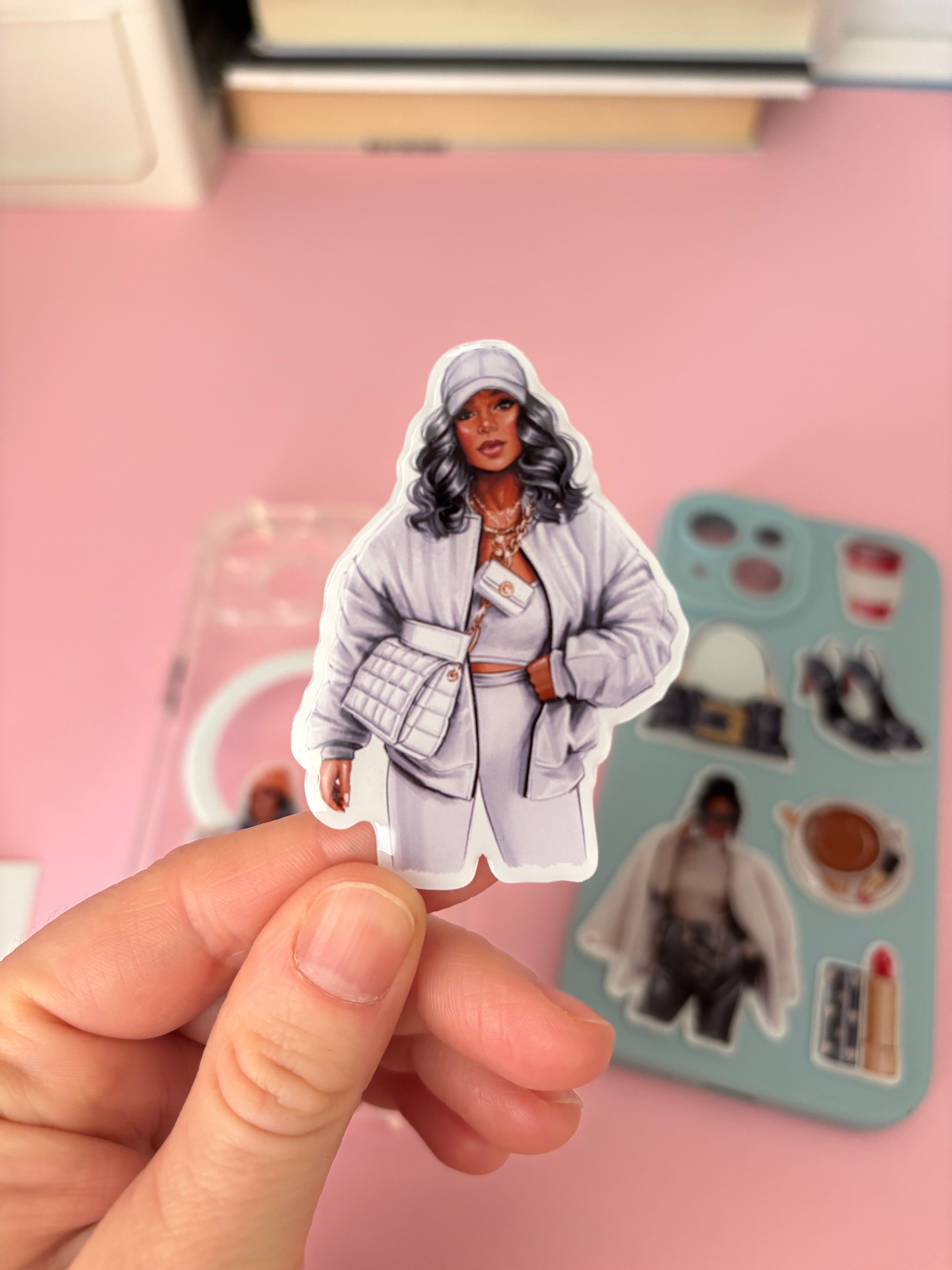 3D Stickers, 3D Stickers for Phone, iPad, MacBook, Stylish 3D Sticker Pack, 3D Stickers Set, African American, Black Boss Girl