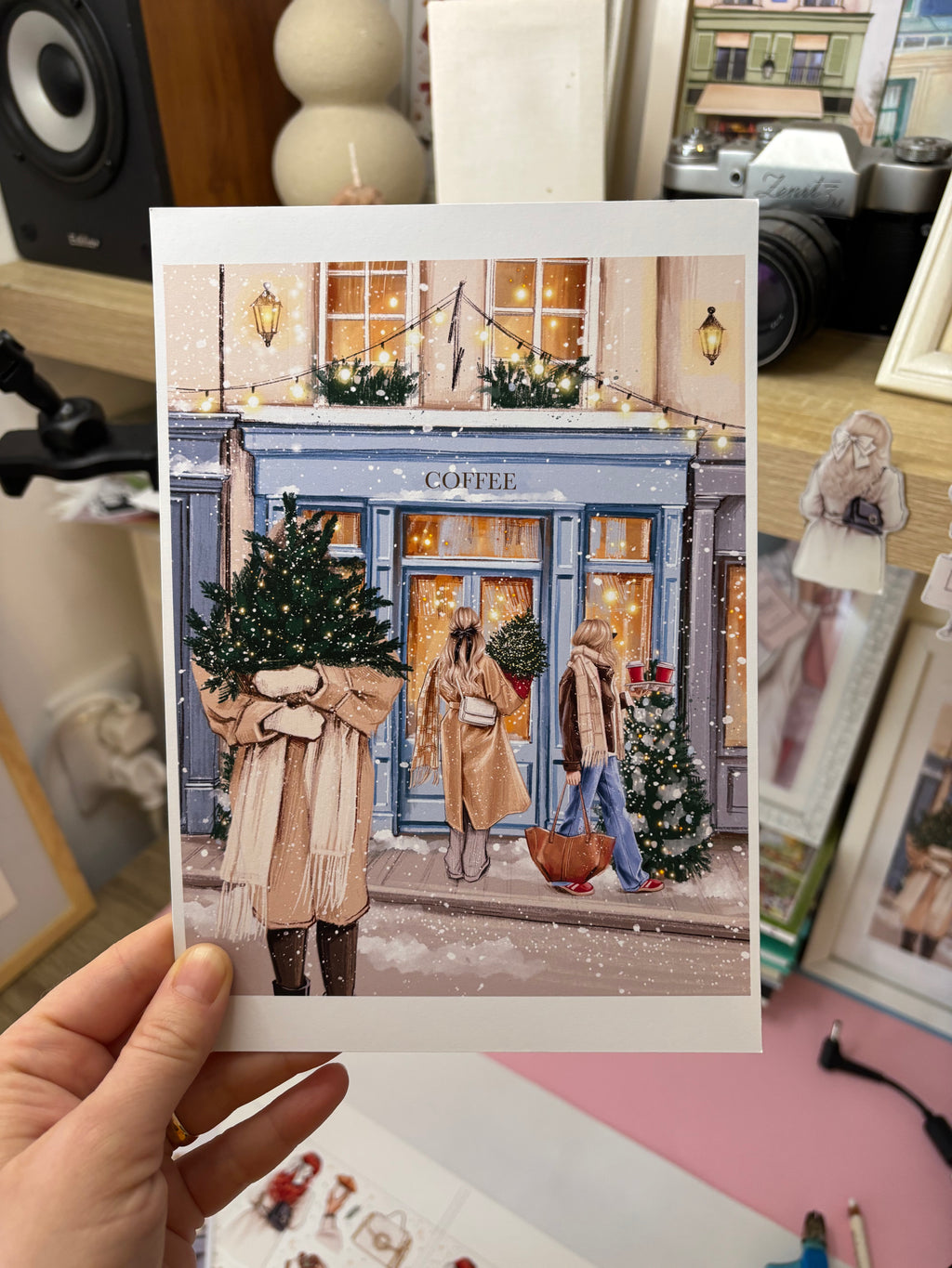 Christmas shopping A5 Print