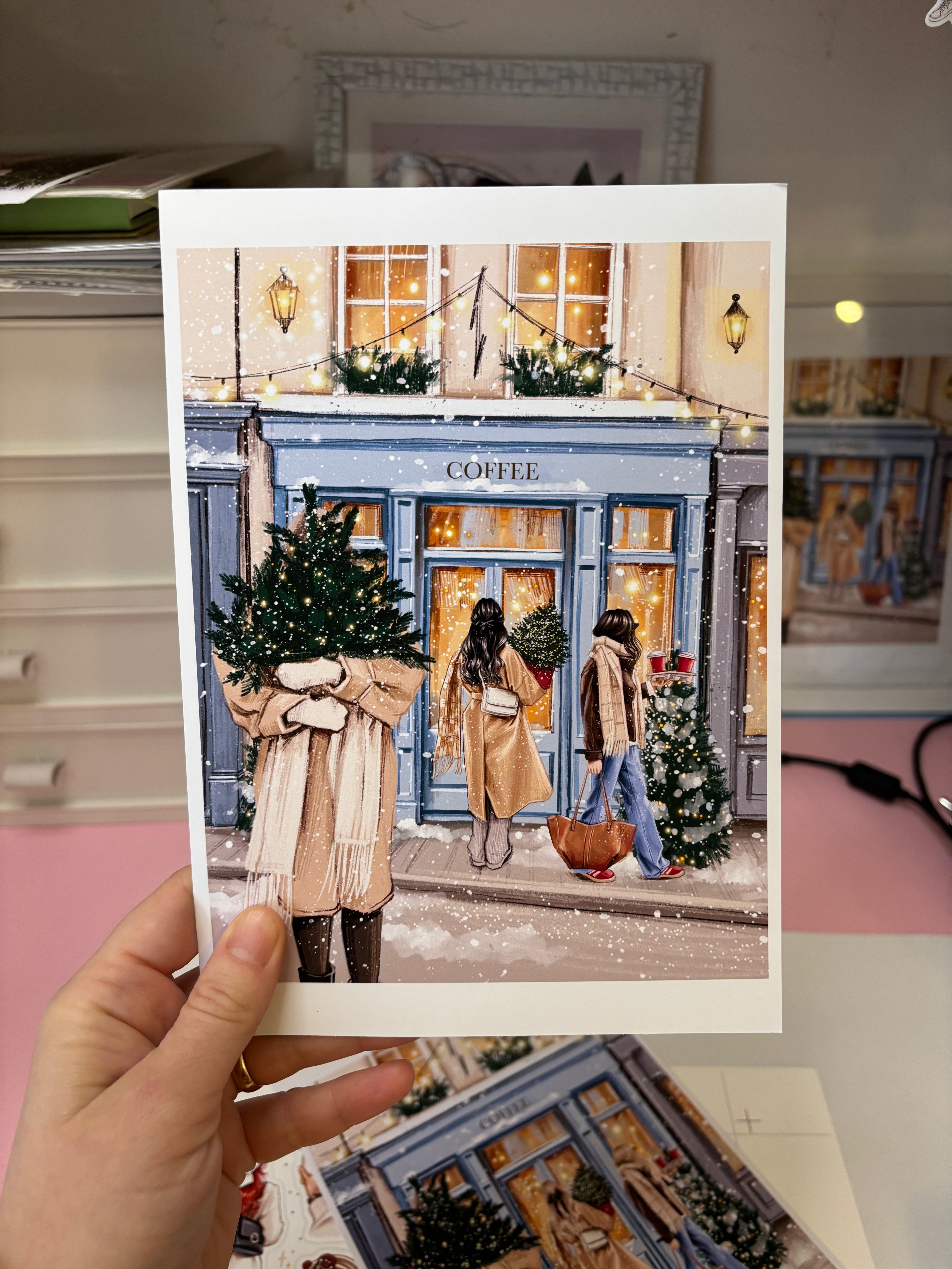 Christmas shopping A5 Print