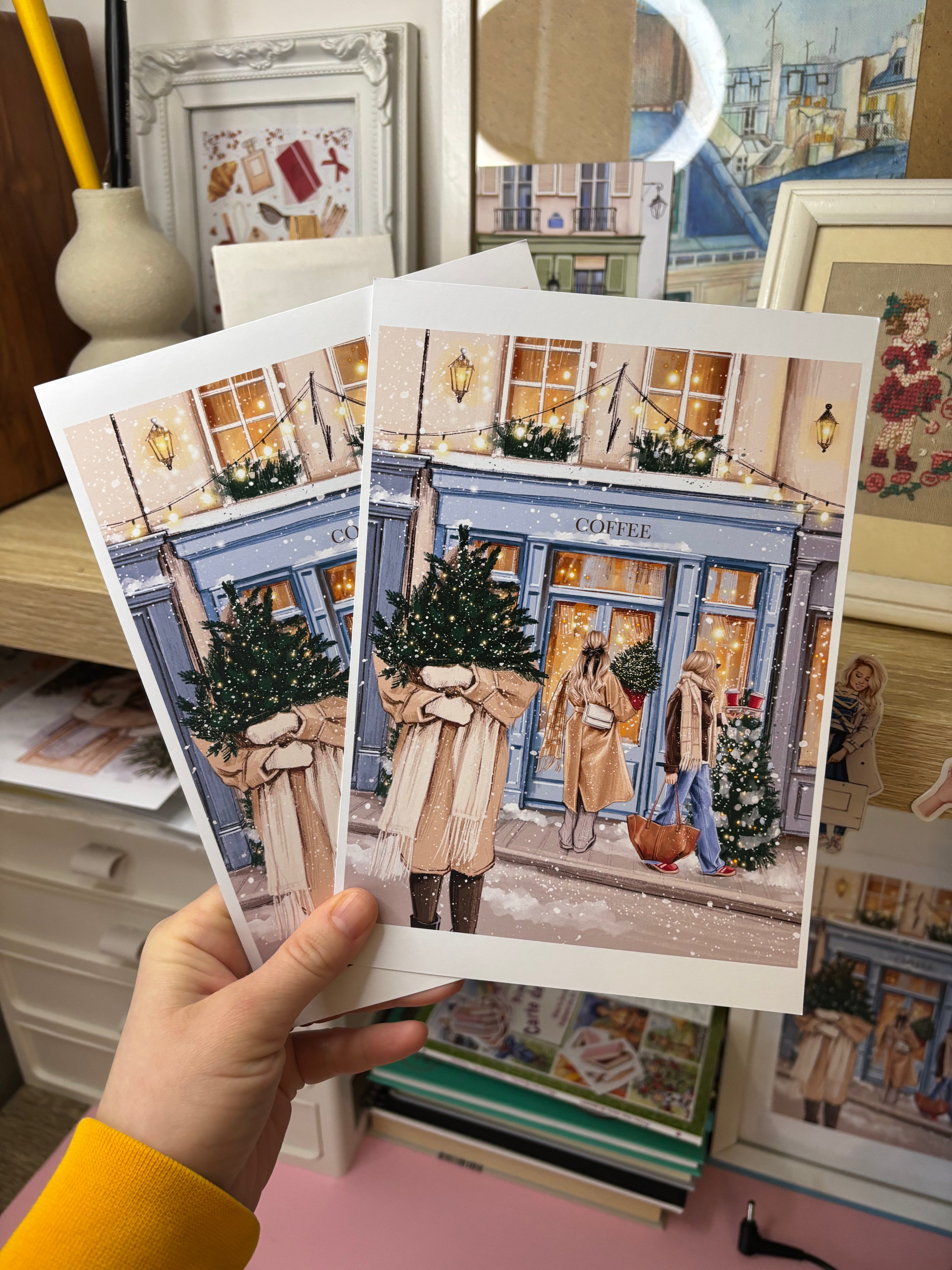 Christmas shopping A5 Print