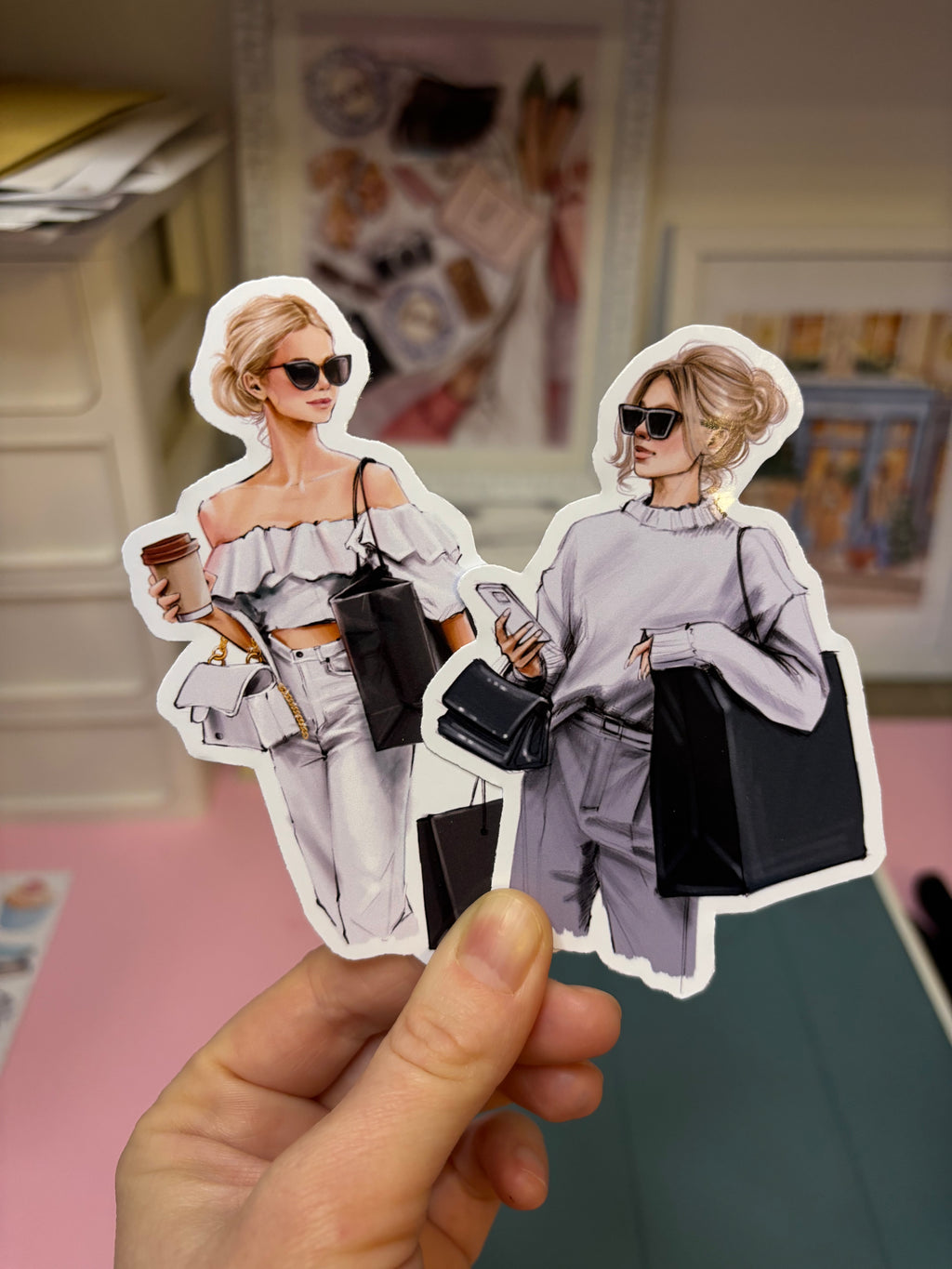 Custom Fashion Portrait from Photo | Die Cut Sticker Set | Chic Lifestyle Illustration | Personalized Gift