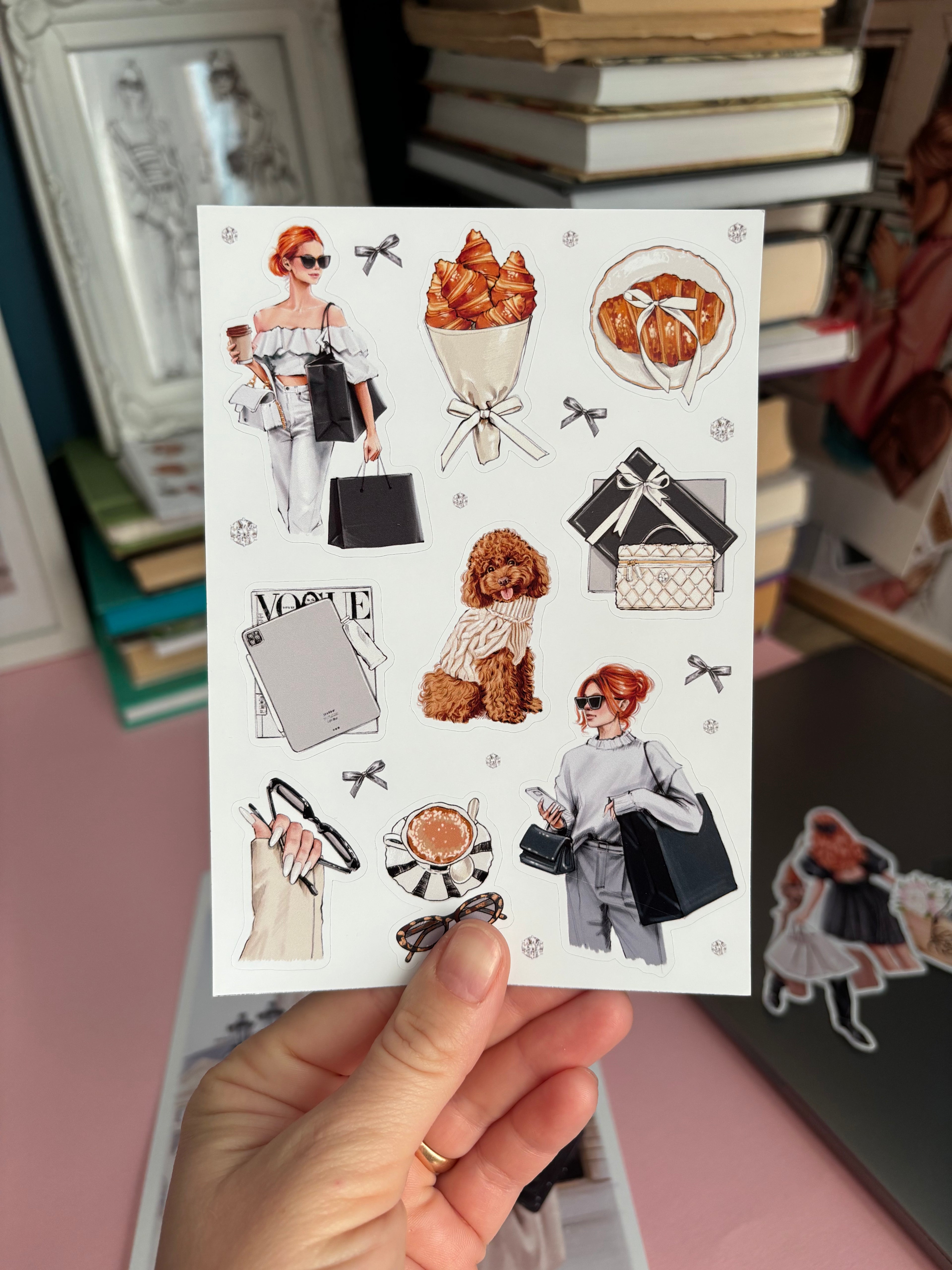 Parisian Chic Fashion Art Set - A5 Art Print & Sticker Collection