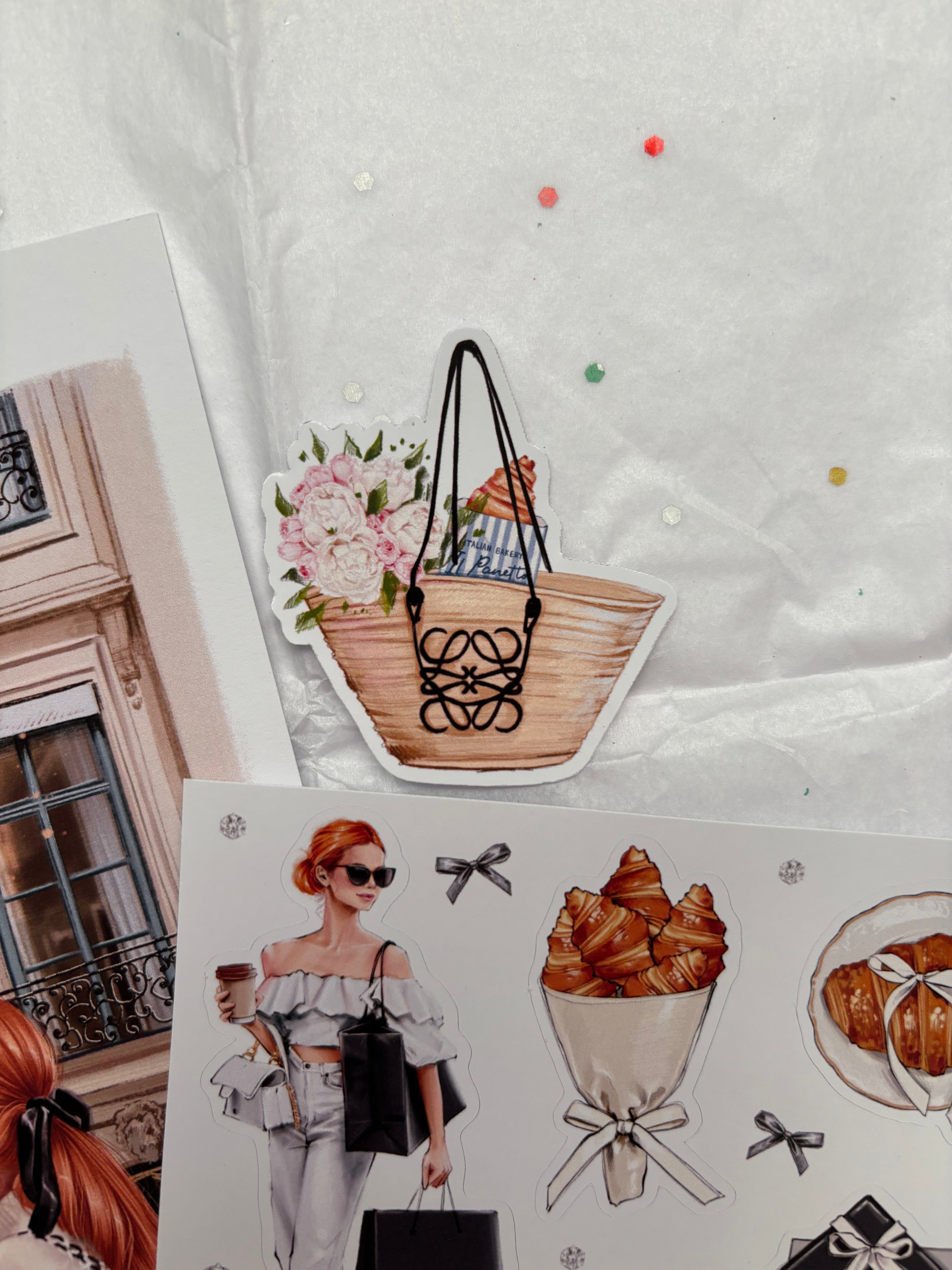 Parisian Chic Fashion Art Set - A5 Art Print & Sticker Collection