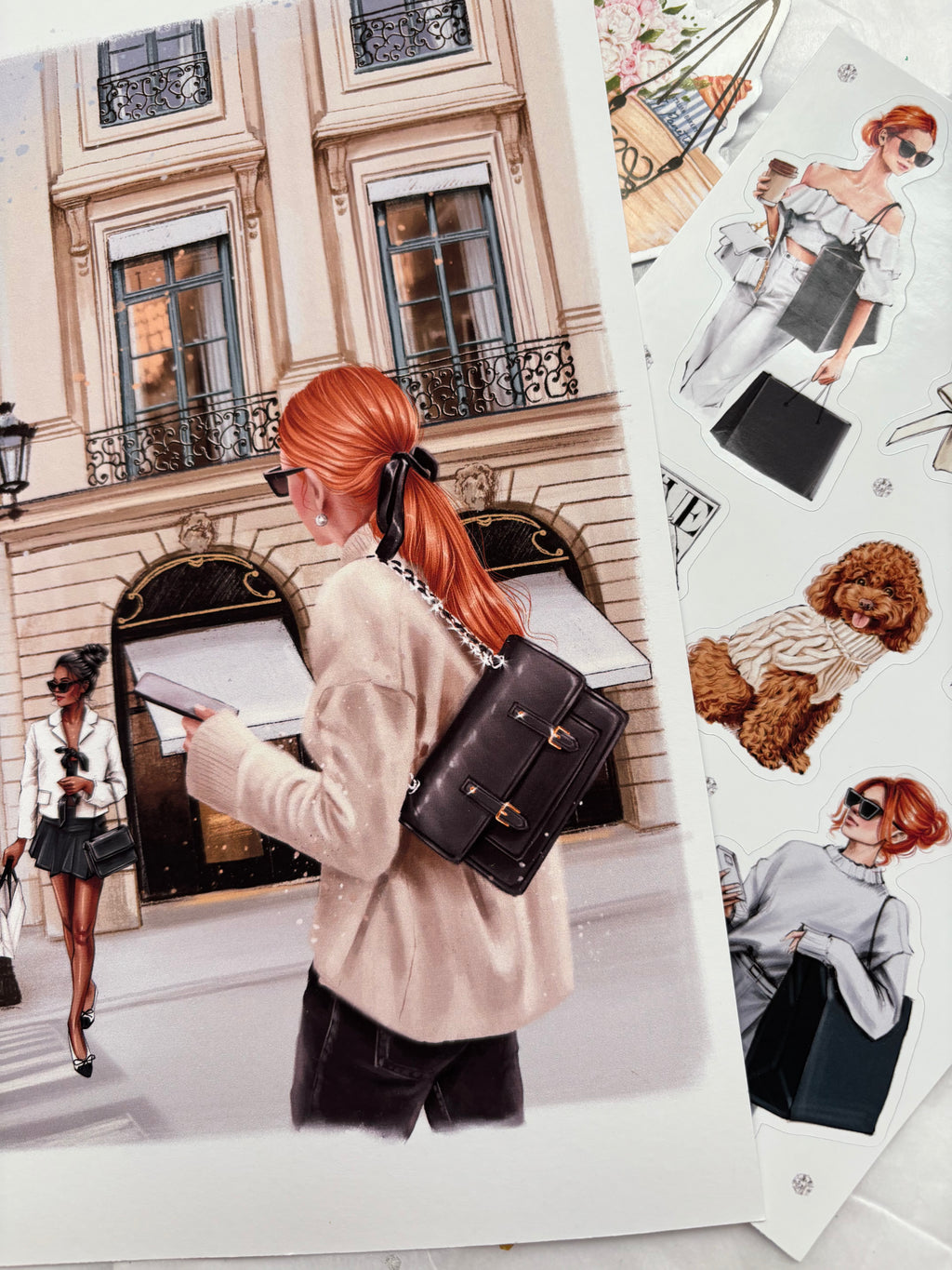 Parisian Chic Fashion Art Set - A5 Art Print & Sticker Collection
