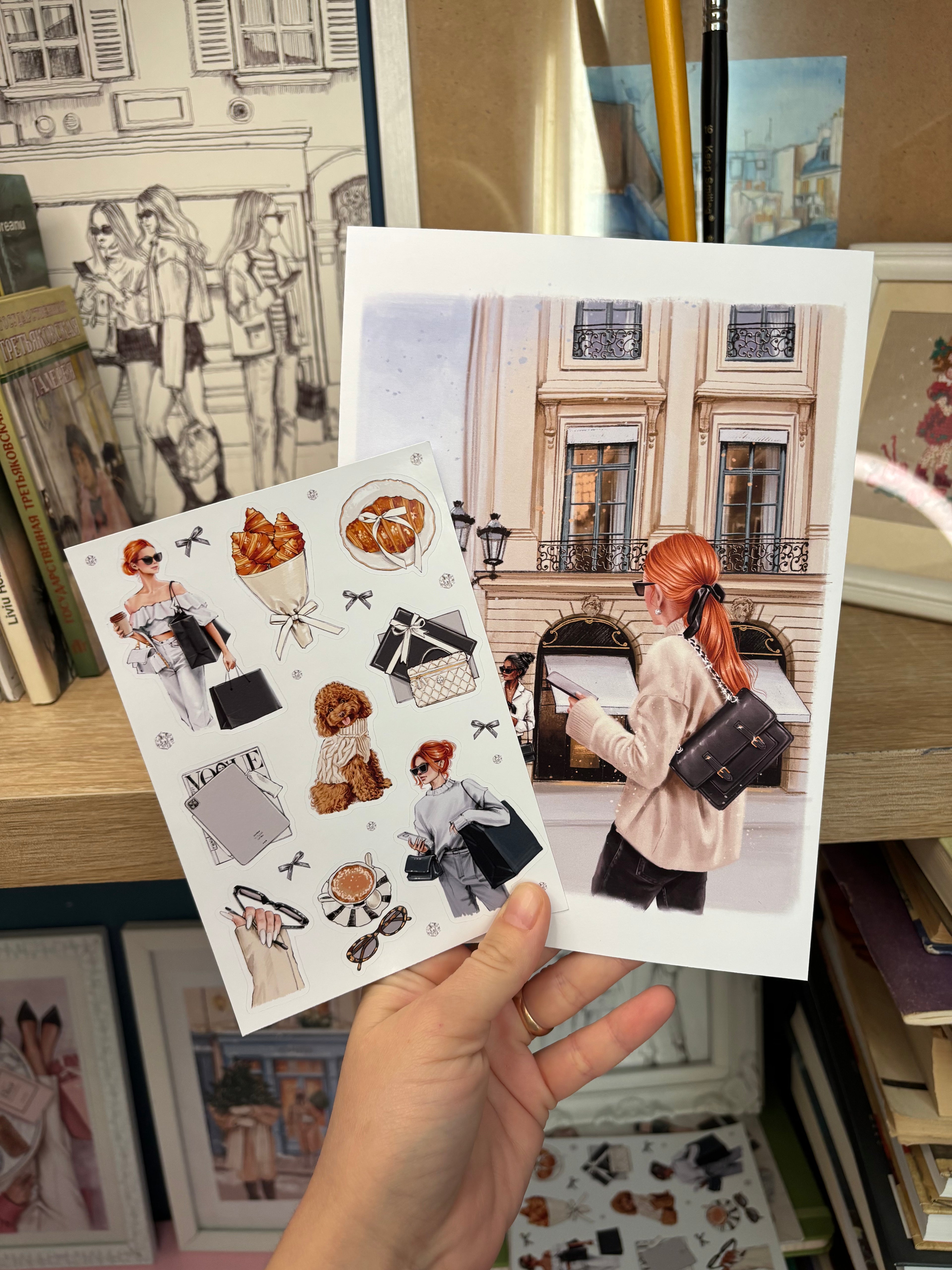 Parisian Chic Fashion Art Set - A5 Art Print & Sticker Collection