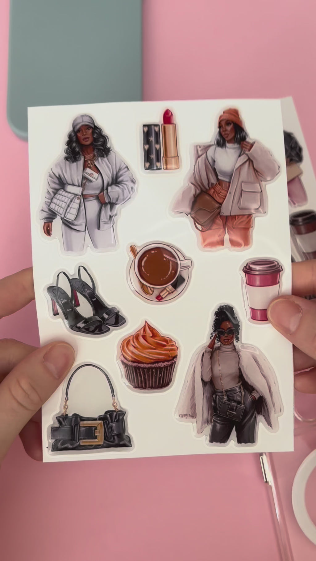 3D Stickers, 3D Stickers for Phone, iPad, MacBook, Stylish 3D Sticker Pack, 3D Stickers Set, African American, Black Boss Girl