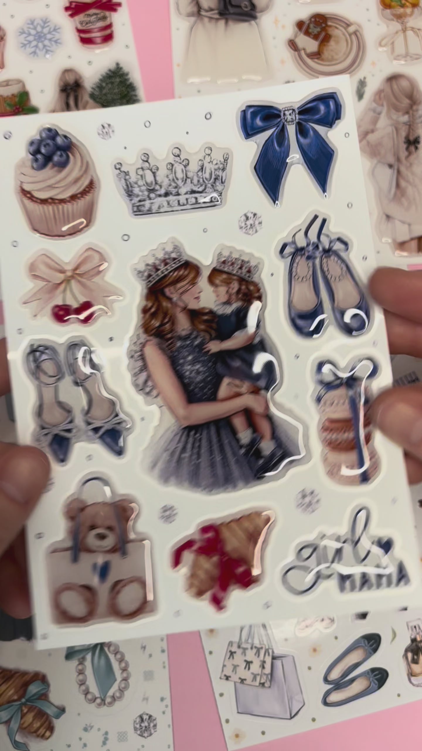 3D Stickers, 3D Stickers for Phone, iPad, MacBook, Stylish 3D Sticker Pack, 3D Stickers Set, Mother and Daughter, Fashion Accessories