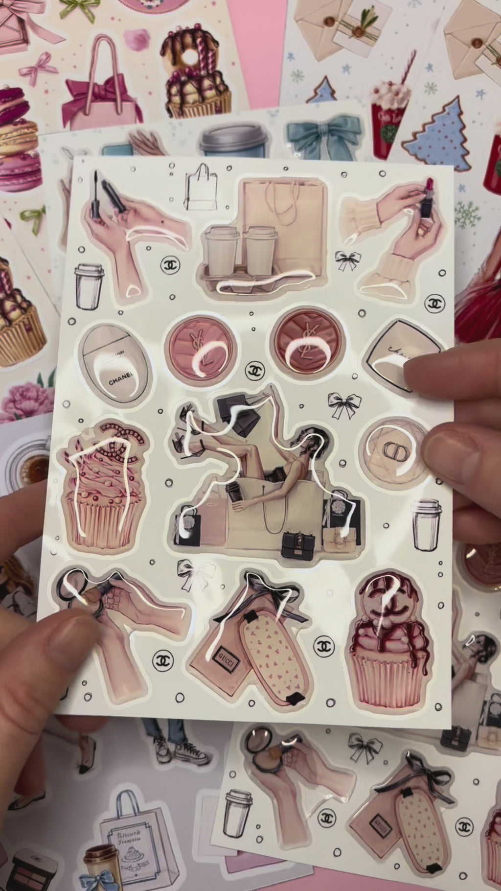 3D Stickers, 3D Stickers for Phone, iPad, MacBook, Stylish 3D Sticker Pack, 3D Stickers Set, Chanel Cupcakes, Make Up Accessories