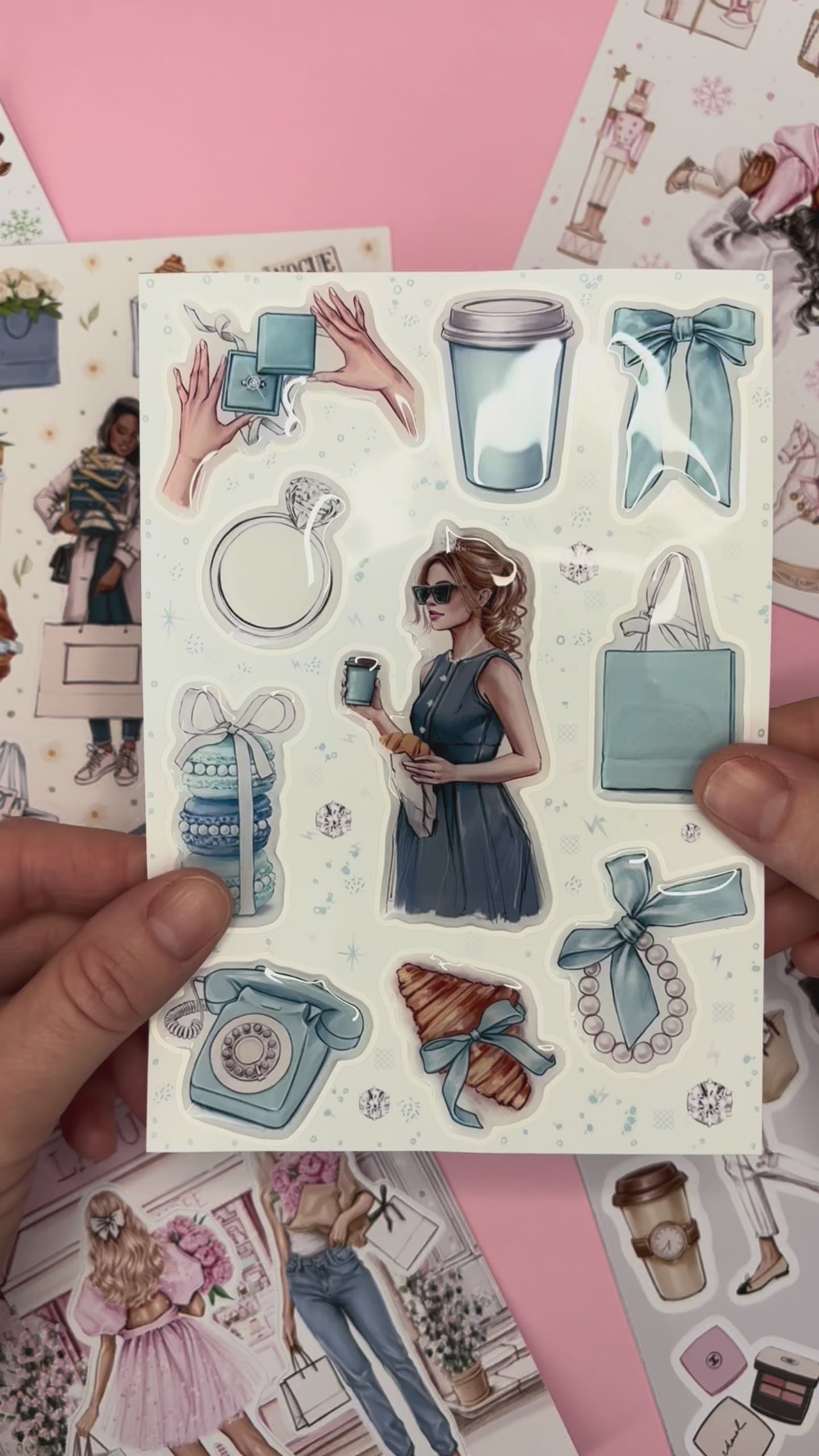 3D Stickers, 3D Stickers for Phone, iPad, MacBook, Stylish 3D Sticker Pack, 3D Stickers Set, Tiffany Accessories, Fashion Art