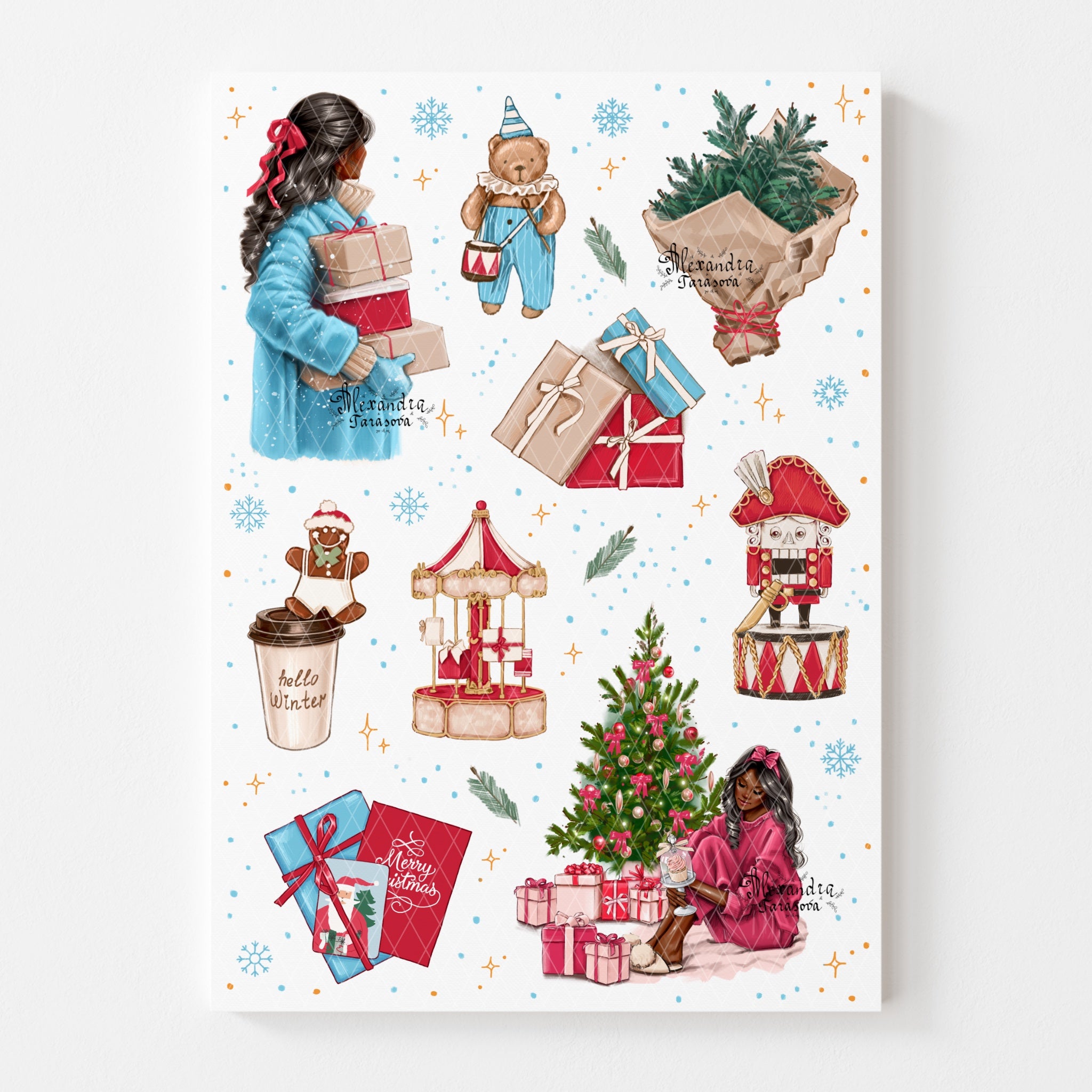 3D Stickers, 3D Stickers for Phone, iPad, MacBook, Stylish 3D Sticker Pack, 3D Stickers Set, Christmas Tree, Winter Holiday