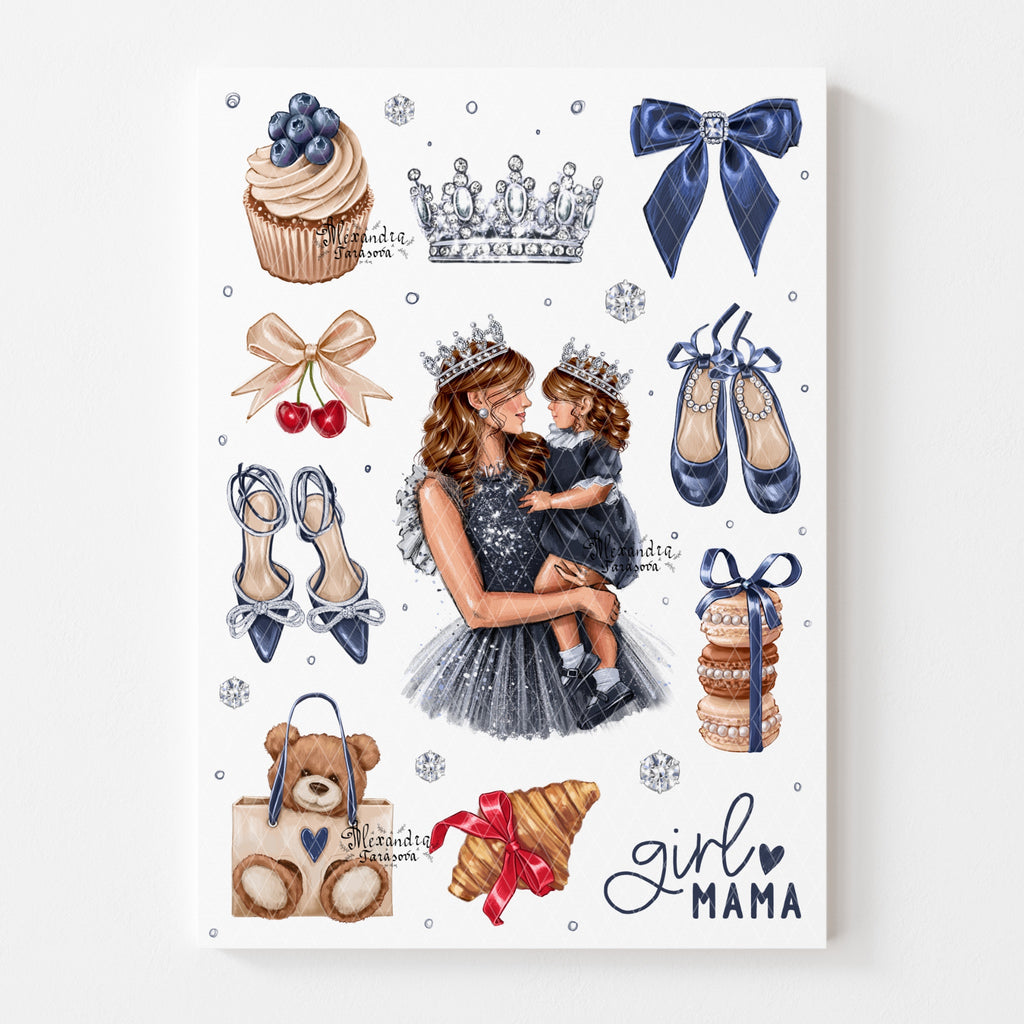 Digital Download Fashion Stickers Mother And Daughter Printable Art