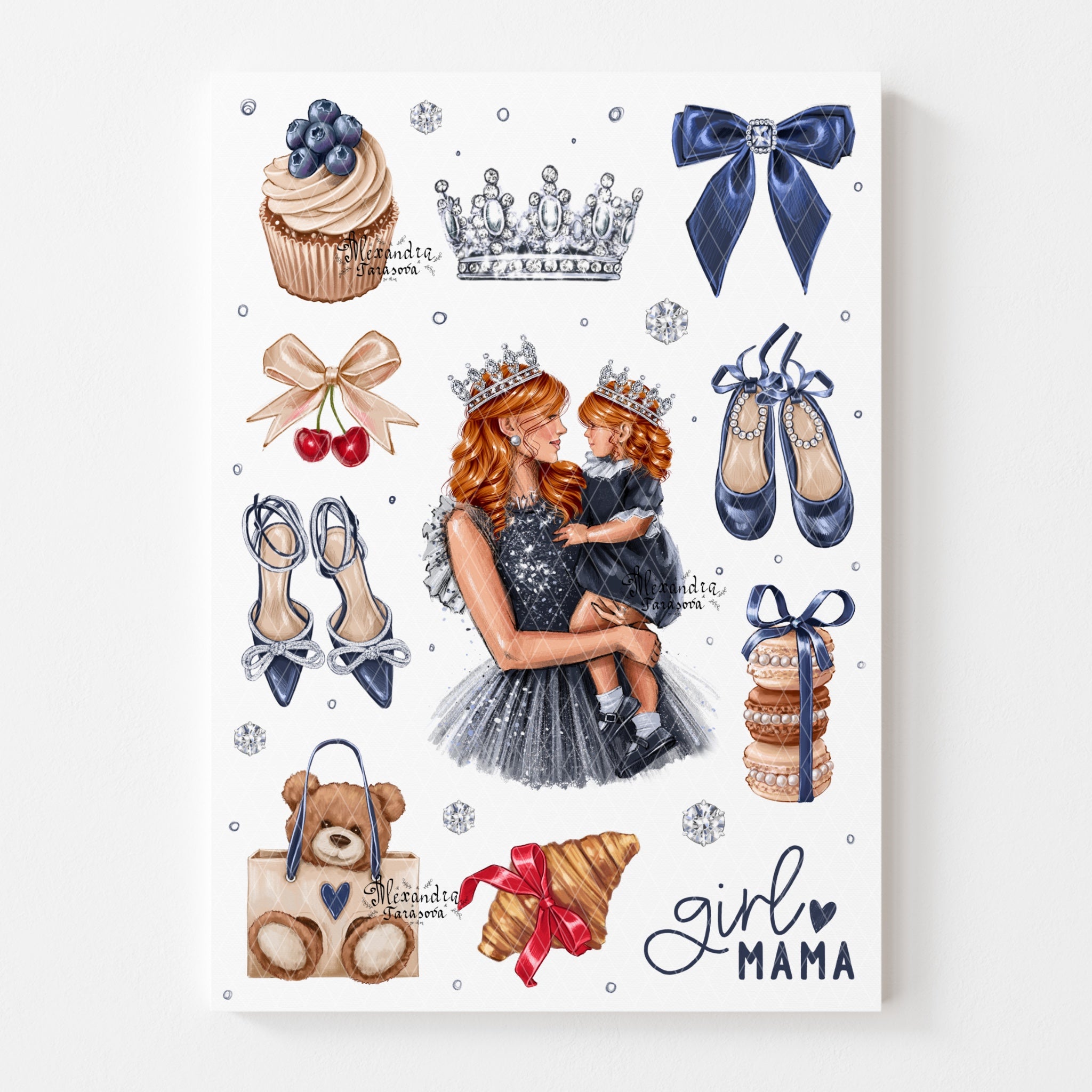 3D Stickers, 3D Stickers for Phone, iPad, MacBook, Stylish 3D Sticker Pack, 3D Stickers Set, Mother and Daughter, Fashion Accessories