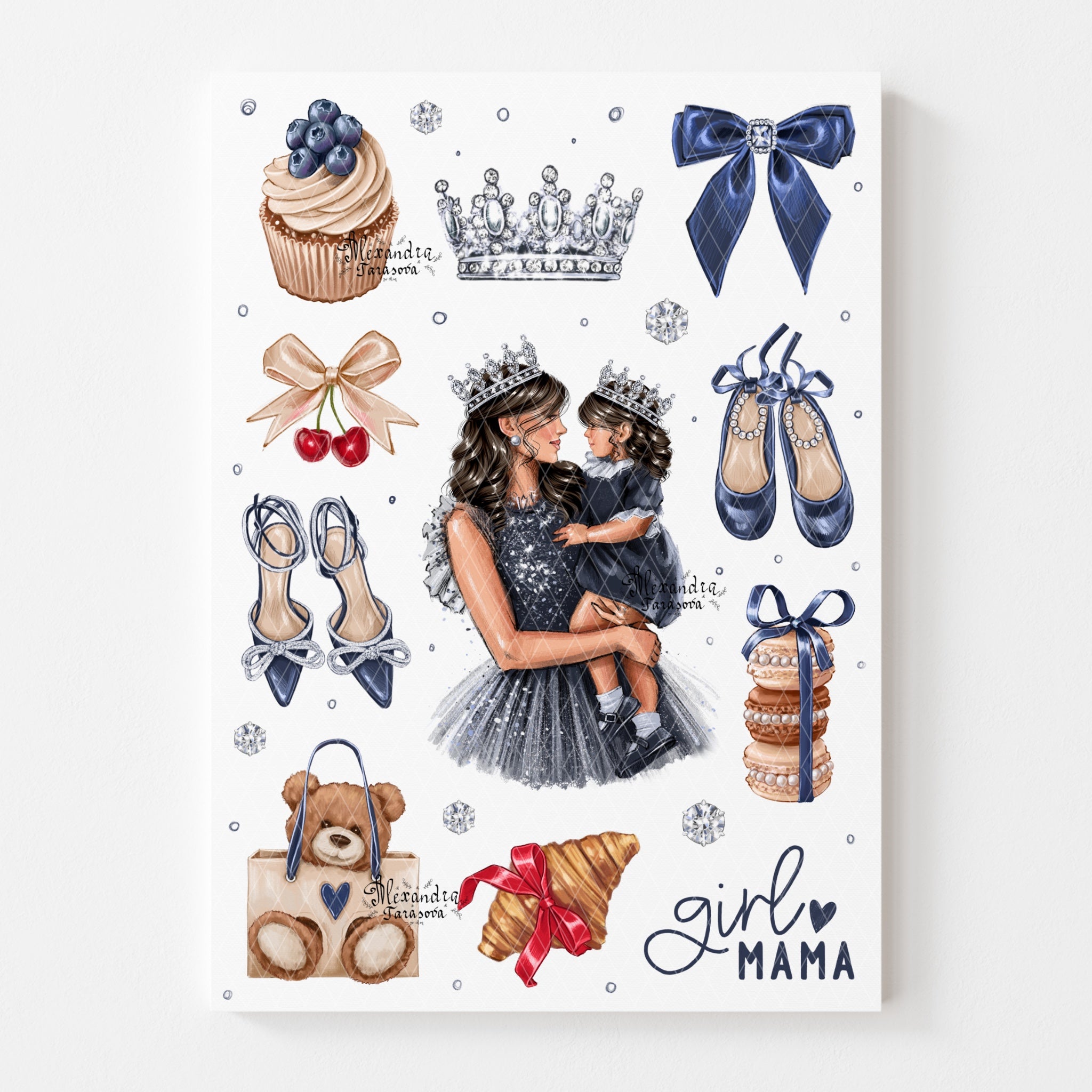 3D Stickers, 3D Stickers for Phone, iPad, MacBook, Stylish 3D Sticker Pack, 3D Stickers Set, Mother and Daughter, Fashion Accessories