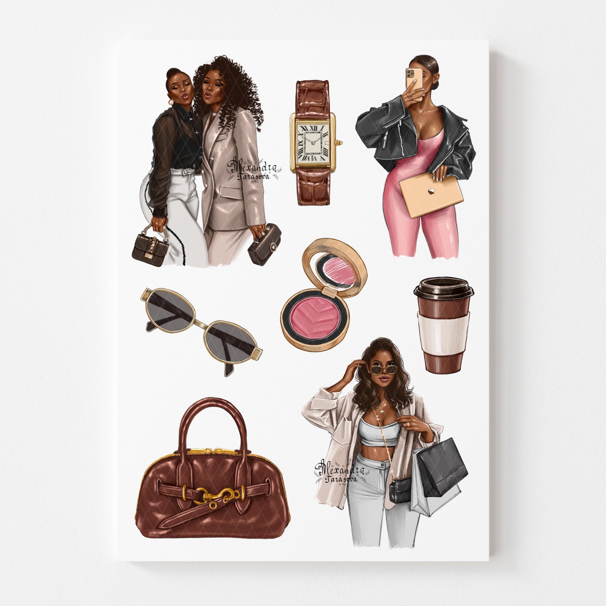 3D Stickers, 3D Stickers for Phone, iPad, MacBook, Stylish 3D Sticker Pack, 3D Stickers Set, Best Friend, African American Girl, Black Boss Girl