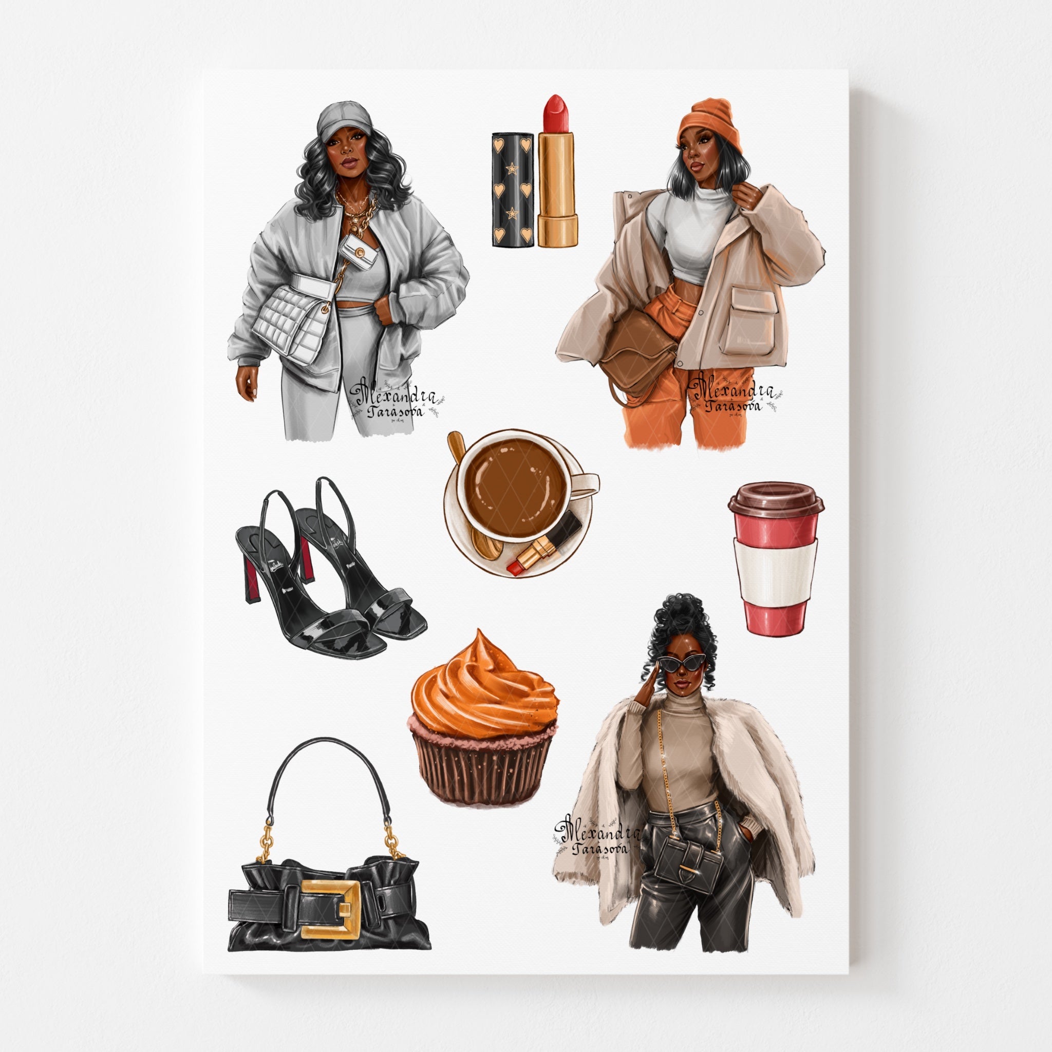 3D Stickers, 3D Stickers for Phone, iPad, MacBook, Stylish 3D Sticker Pack, 3D Stickers Set, African American, Black Boss Girl