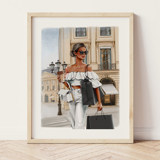 Paris Shopping A5 Print