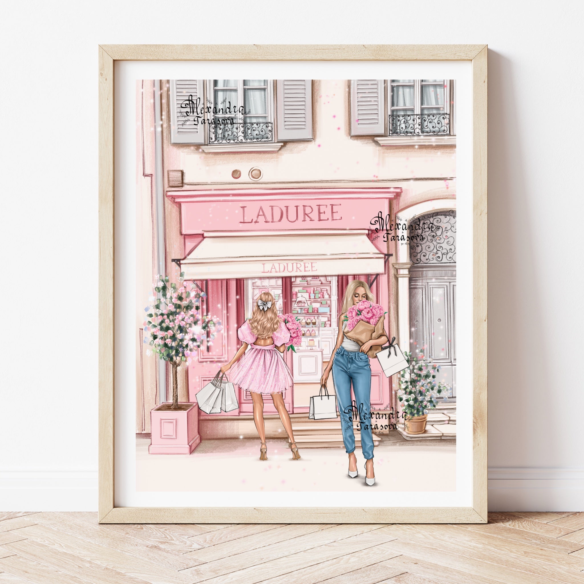 Pink Laduree Pink Flowers Shop Fashion Girl Printable Art Digital Download Wall Art Home Decor