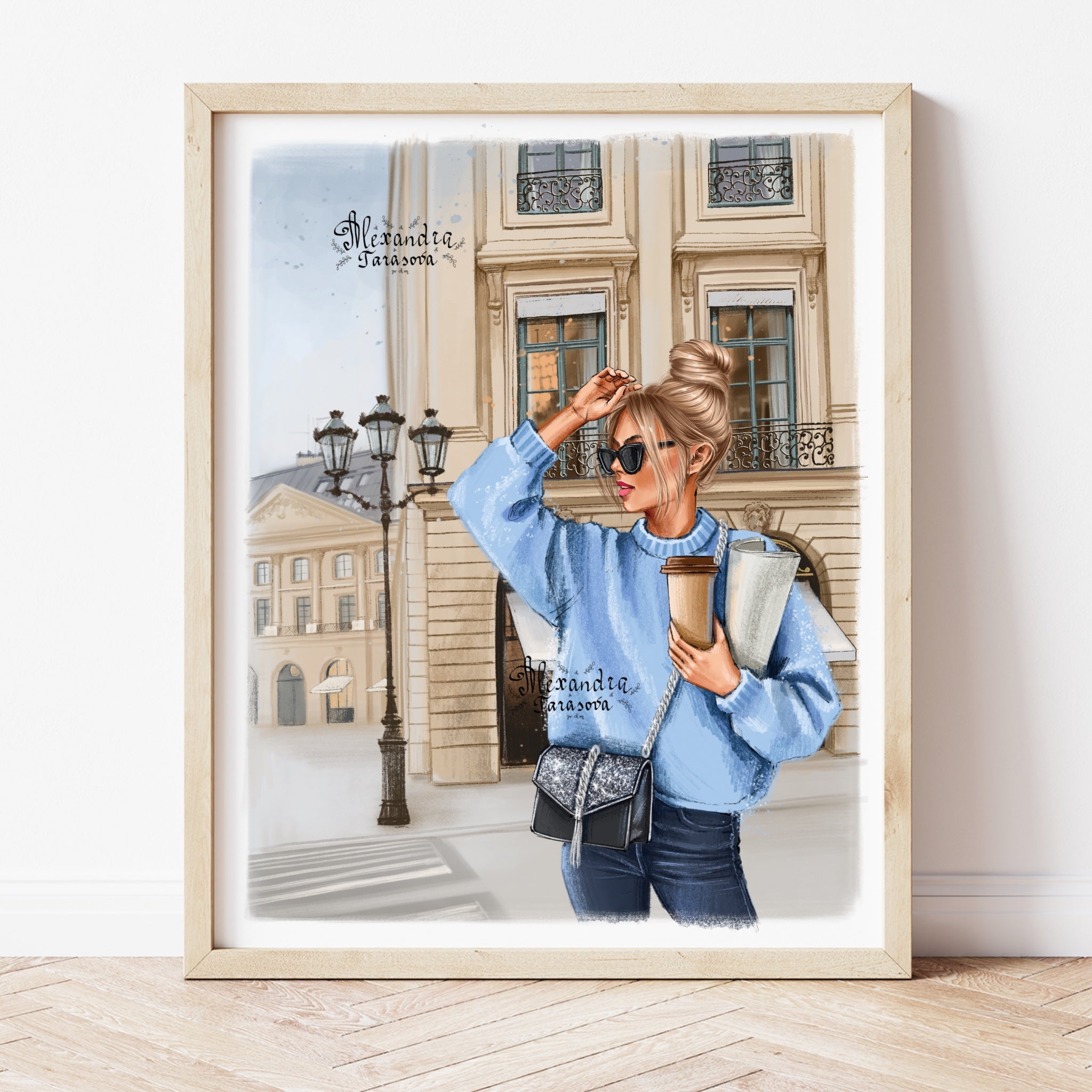 Paris Shopping Fashion Girl Printable Wall Art Home Decor Digital Download Digital Illustration