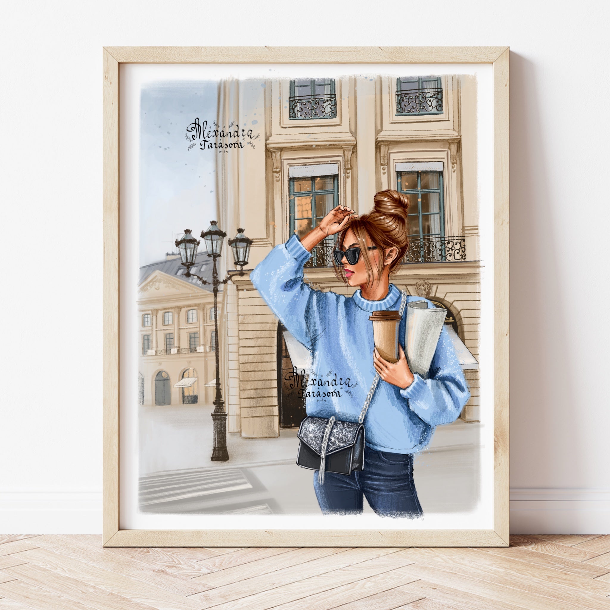 Paris Shopping Fashion Girl Printable Wall Art Home Decor Digital Download Digital Illustration