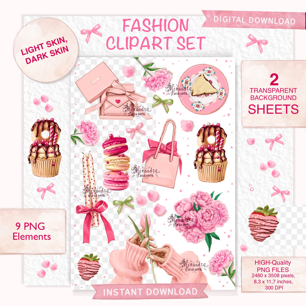 Pink Accessories Girly Det Printable Wall Art Digital Download Fashion