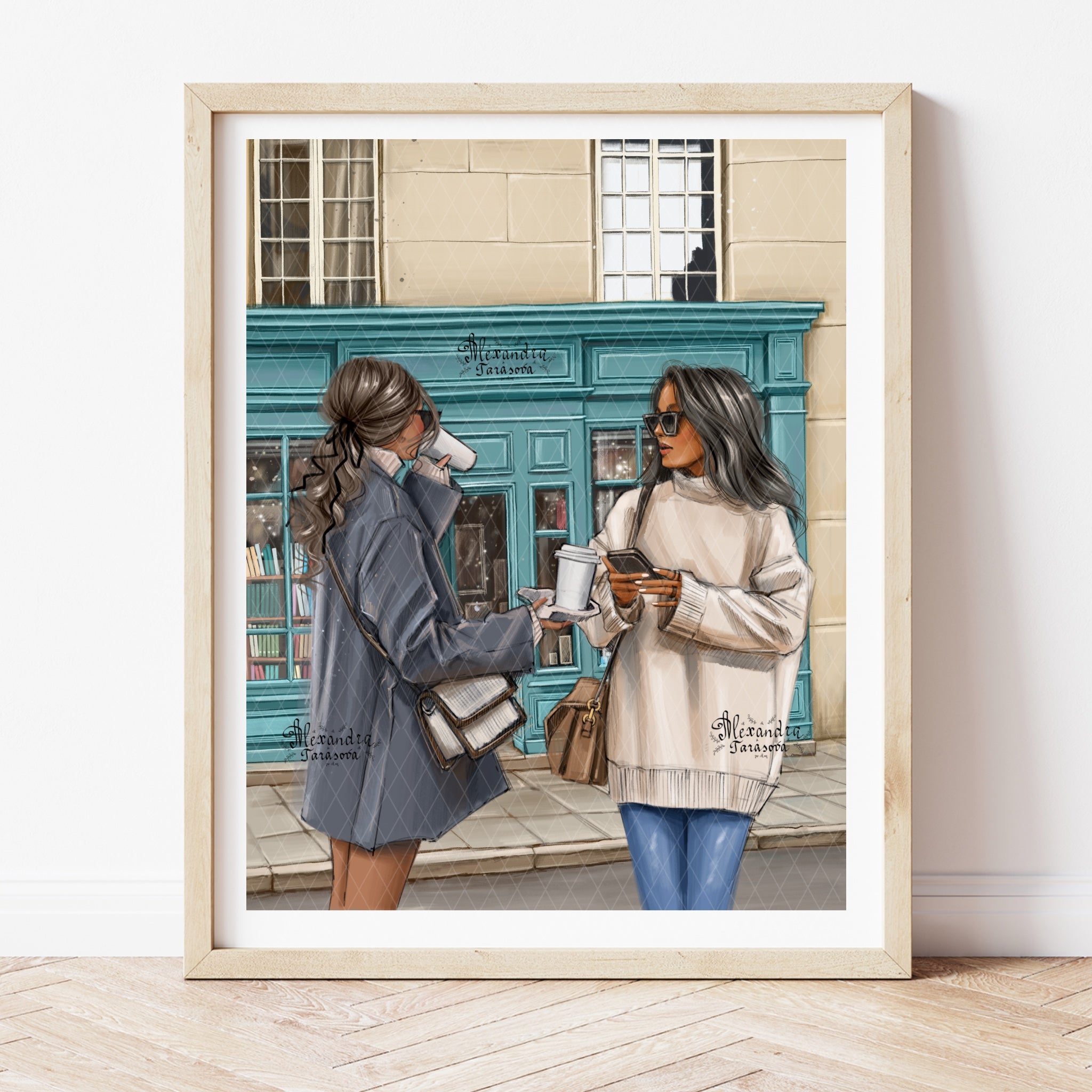 Fashion Girls Coffee Illustration: Friend Art Print (Digital Download)