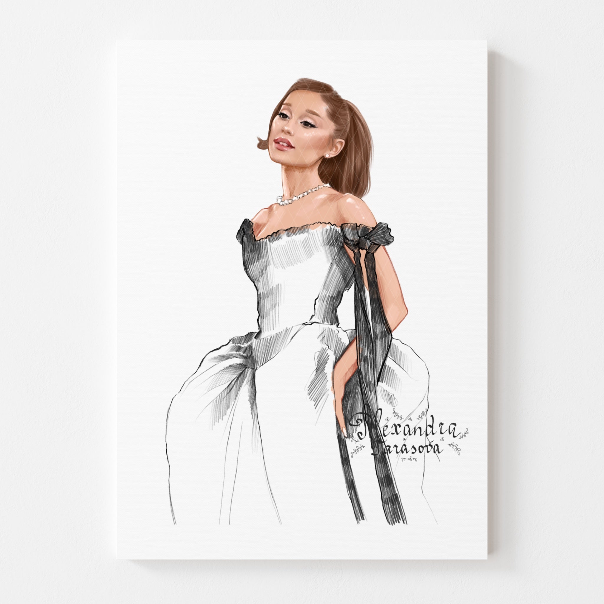 Ariana Inspired Art Gift For Fashionista Chic Home Decor Celebrity Sketch Dig Download