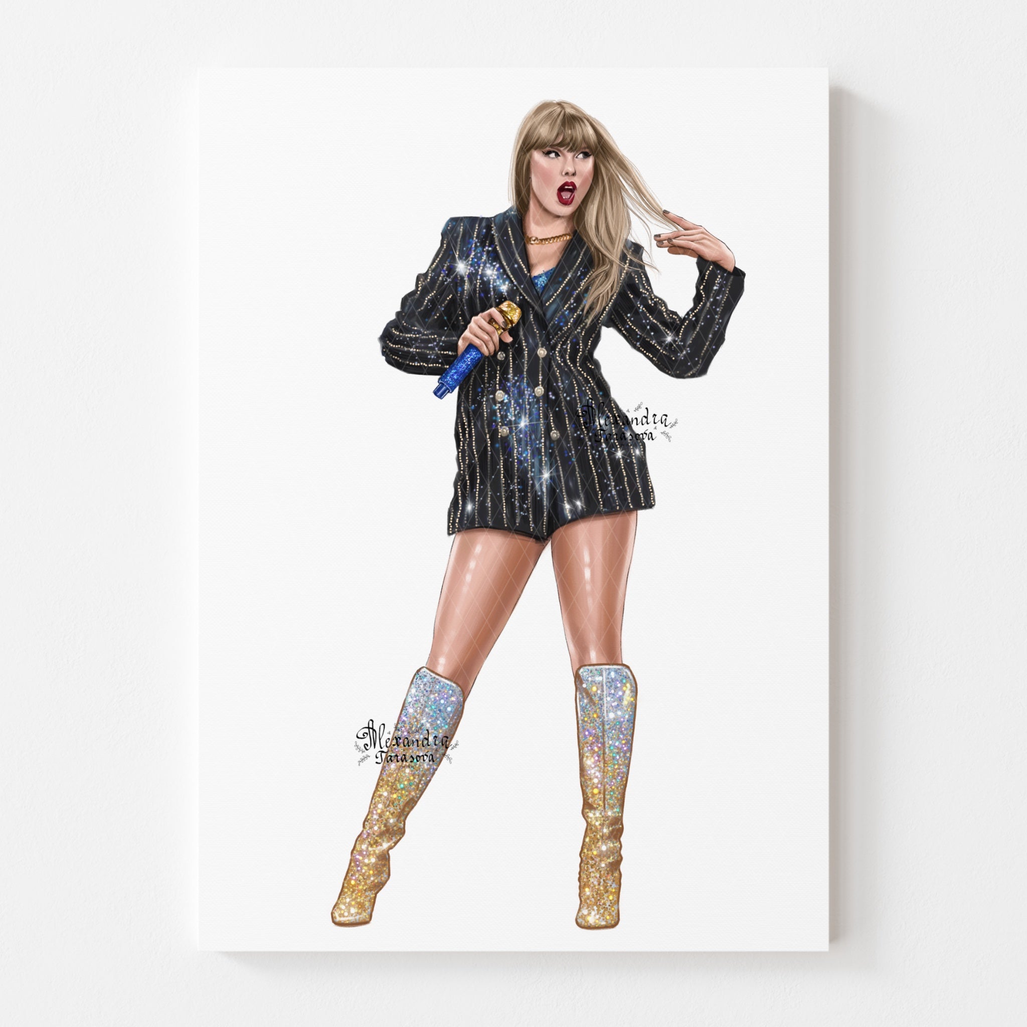 Taylor Swift Fashion Illustration | Hand-Drawn Pop Icon Art (Digital Download)
