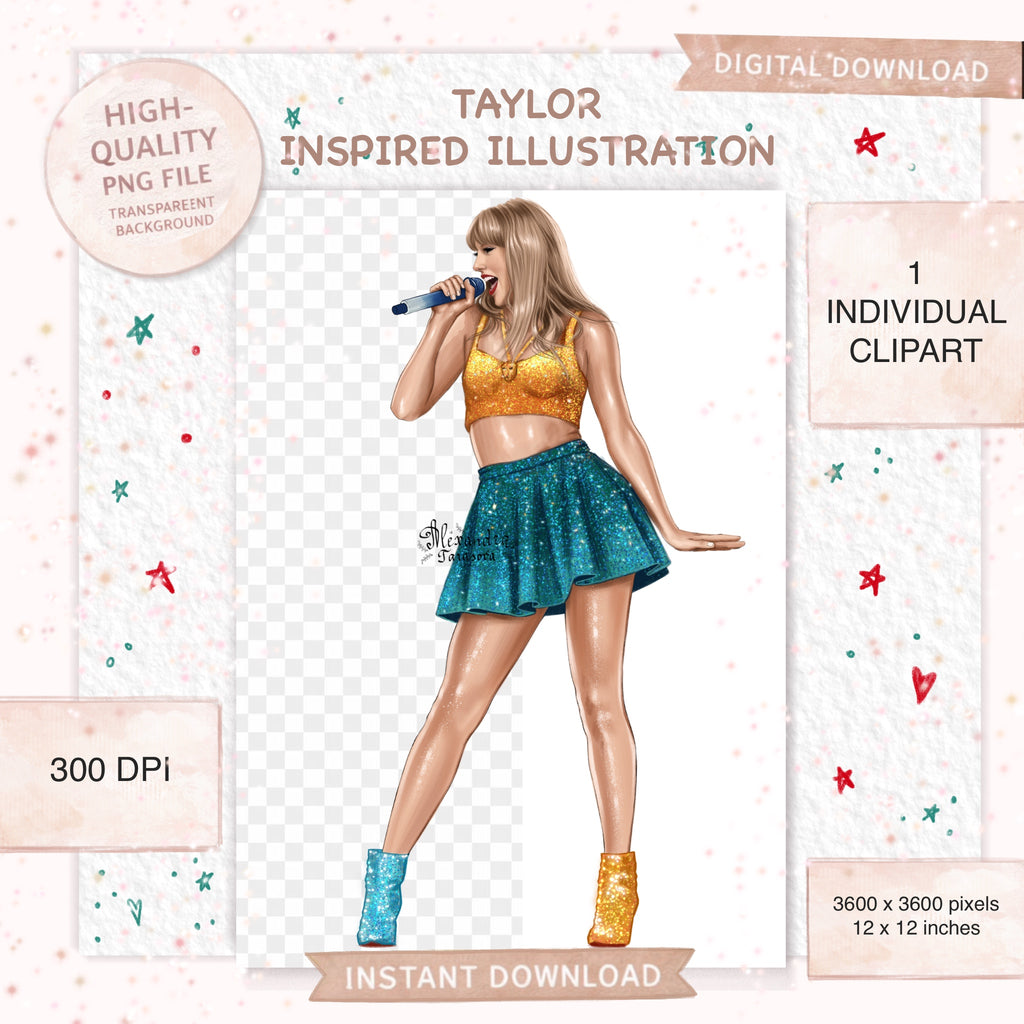 Taylor Swift Fashion Illustration | Hand-Drawn Pop Icon Art (Digital Download)
