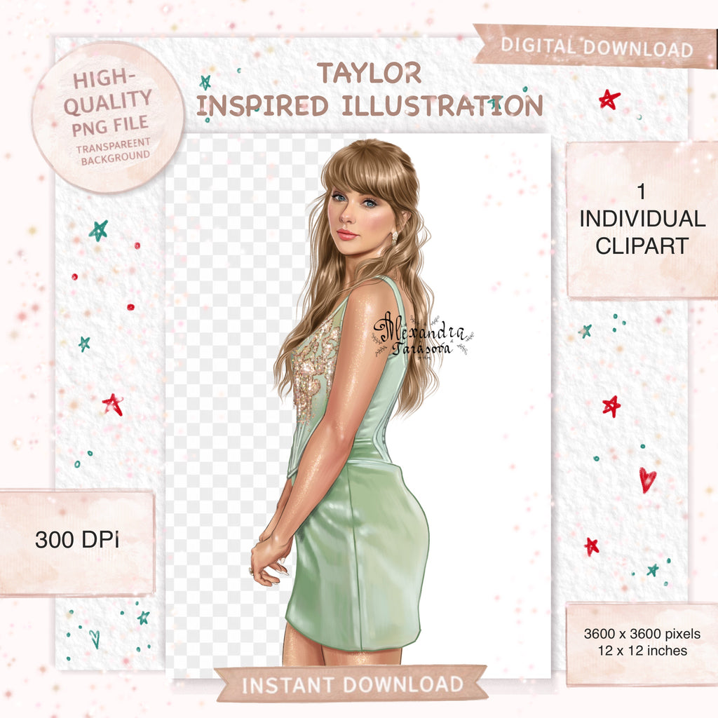 Swift Fashion Illustration | Hand-Drawn Pop Icon Art (Digital Download)