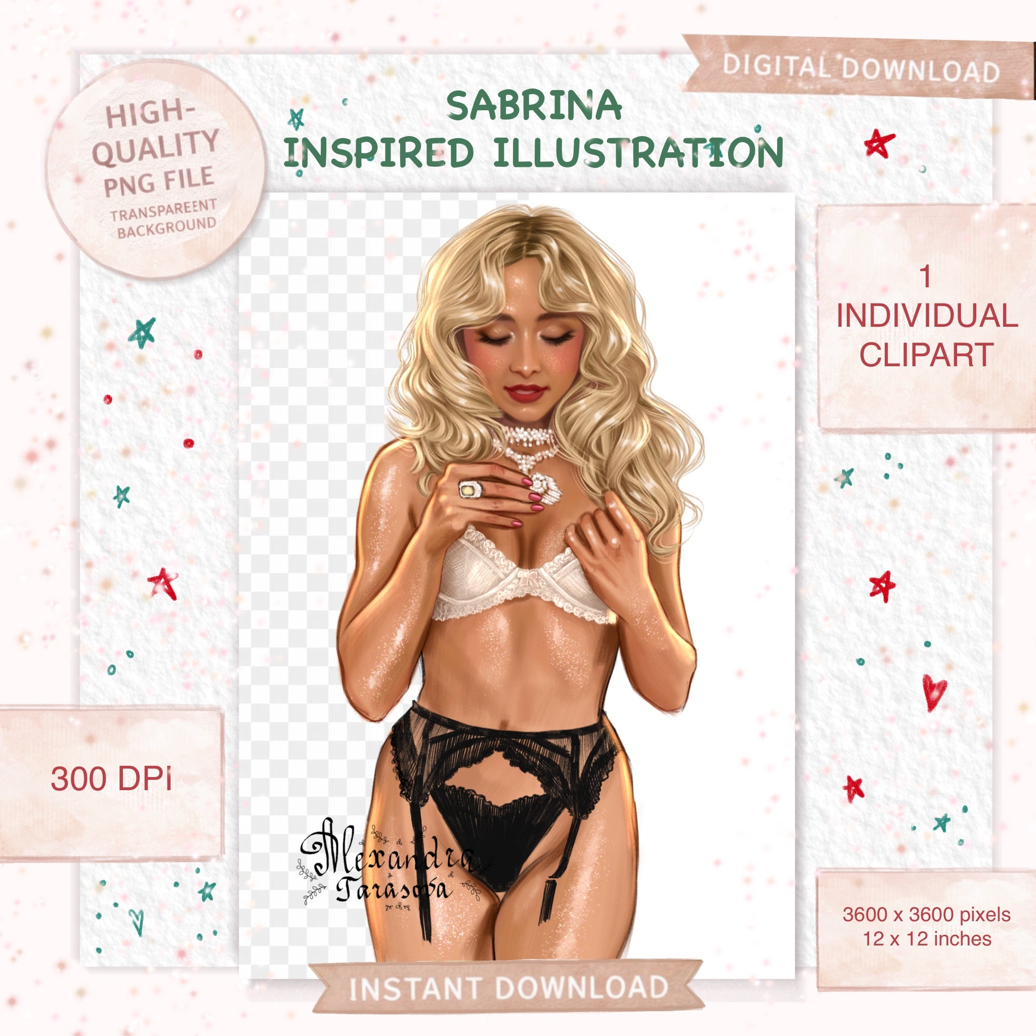 Sabrina Inspired Digital Download Printable Wall Art Pop Icon Art Hand Drawn Illustration