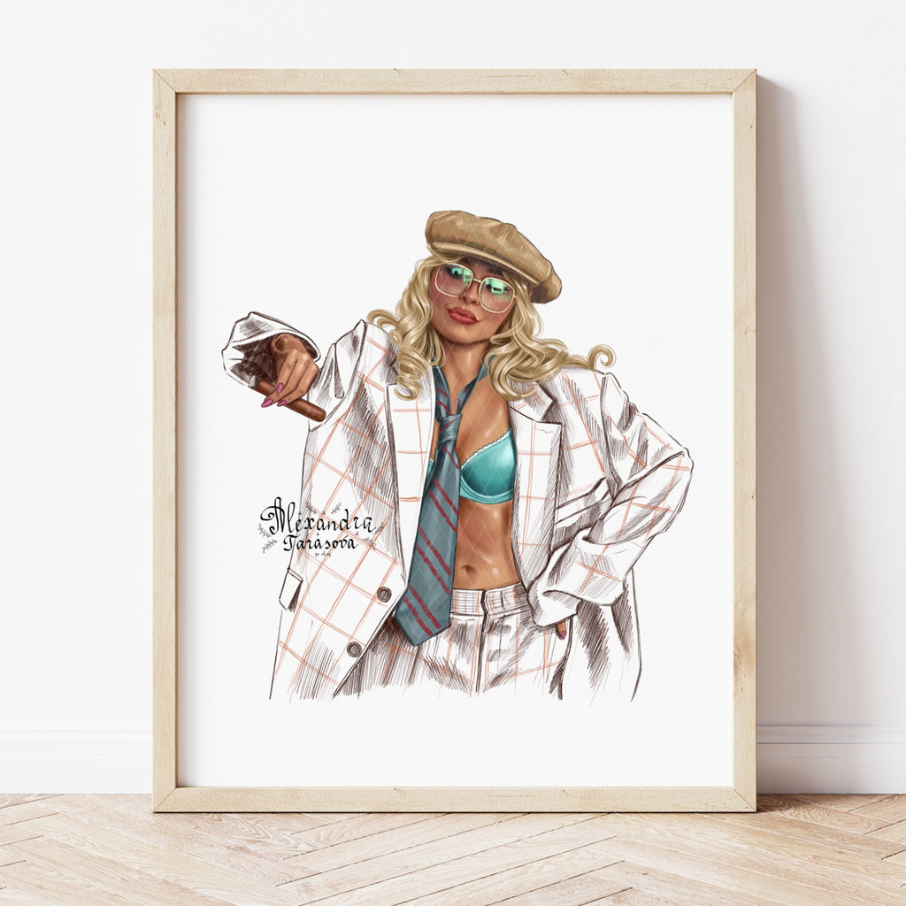 Sabrina Inspired Digital Download Printable Wall Art Pop Icon Art Hand Drawn Illustration