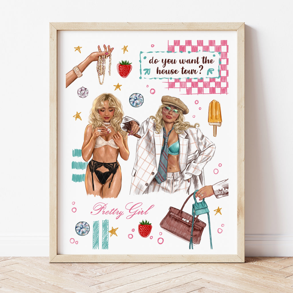 Sabrina Inspired Digital Download Printable Wall Art Pop Icon Art Hand Drawn Illustration