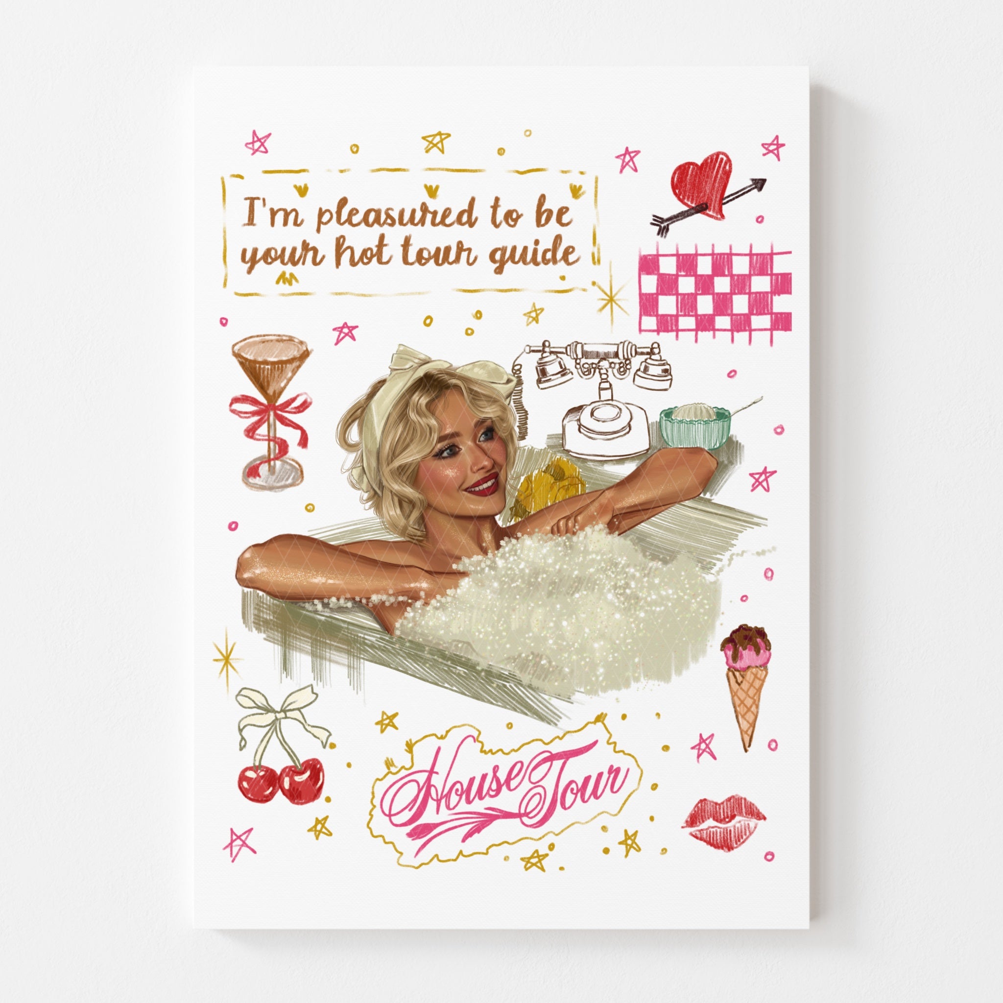 Sabrina Inspired Digital Download Printable Wall Art Pop Icon Art Hand Drawn Illustration