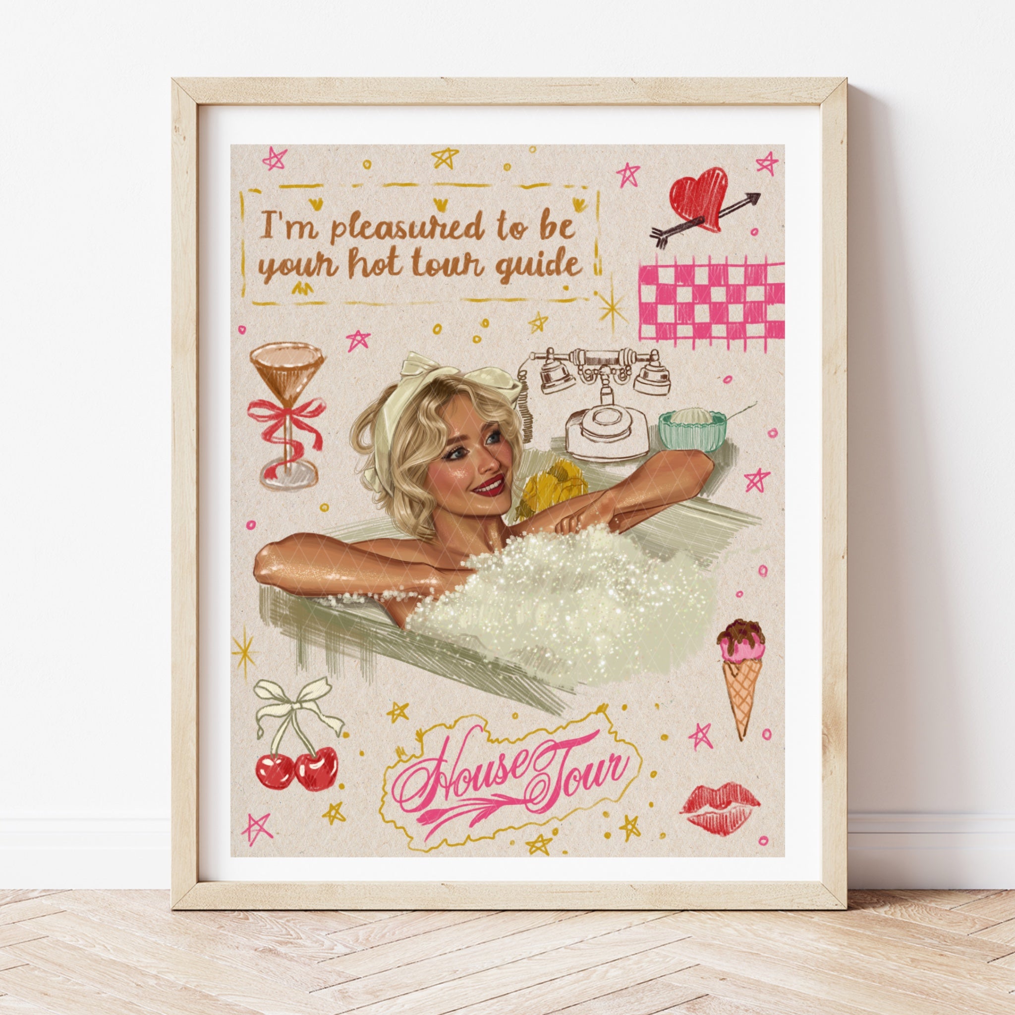 Sabrina Inspired Digital Download Printable Wall Art Pop Icon Art Hand Drawn Illustration