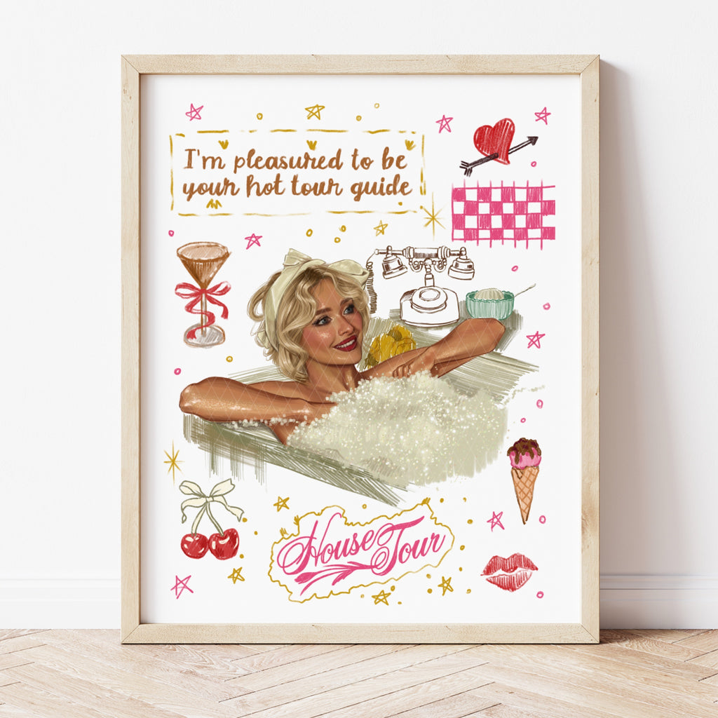 Sabrina Inspired Digital Download Printable Wall Art Pop Icon Art Hand Drawn Illustration