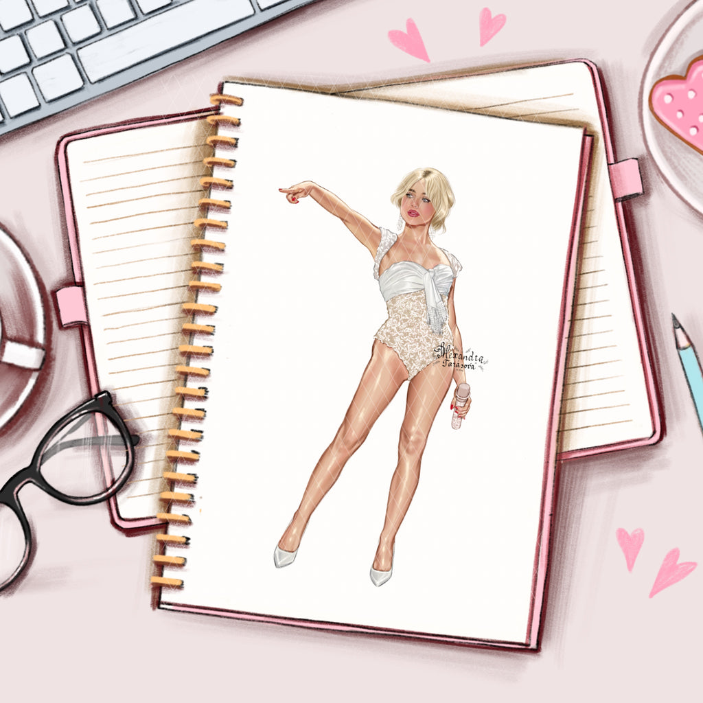 Sabrina Inspired Fashion Illustration | Printable Wall Art | Digital Download | Pop Icon Art | Hand Drawn