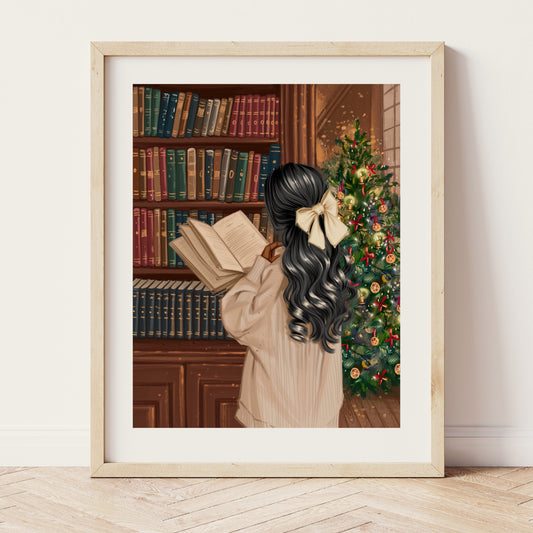 Christmas Library A5 Print