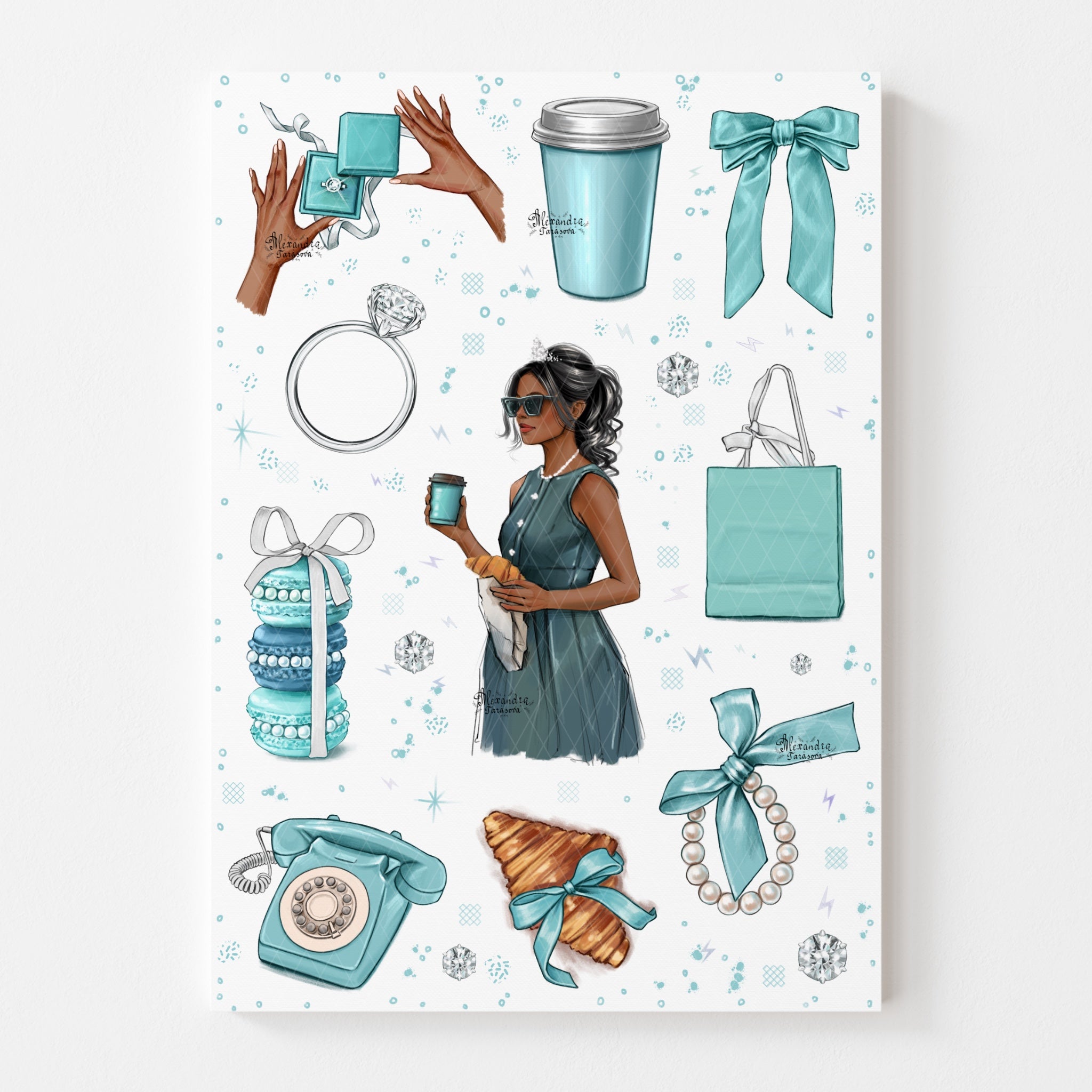 3D Stickers, 3D Stickers for Phone, iPad, MacBook, Stylish 3D Sticker Pack, 3D Stickers Set, Tiffany Accessories, Fashion Art