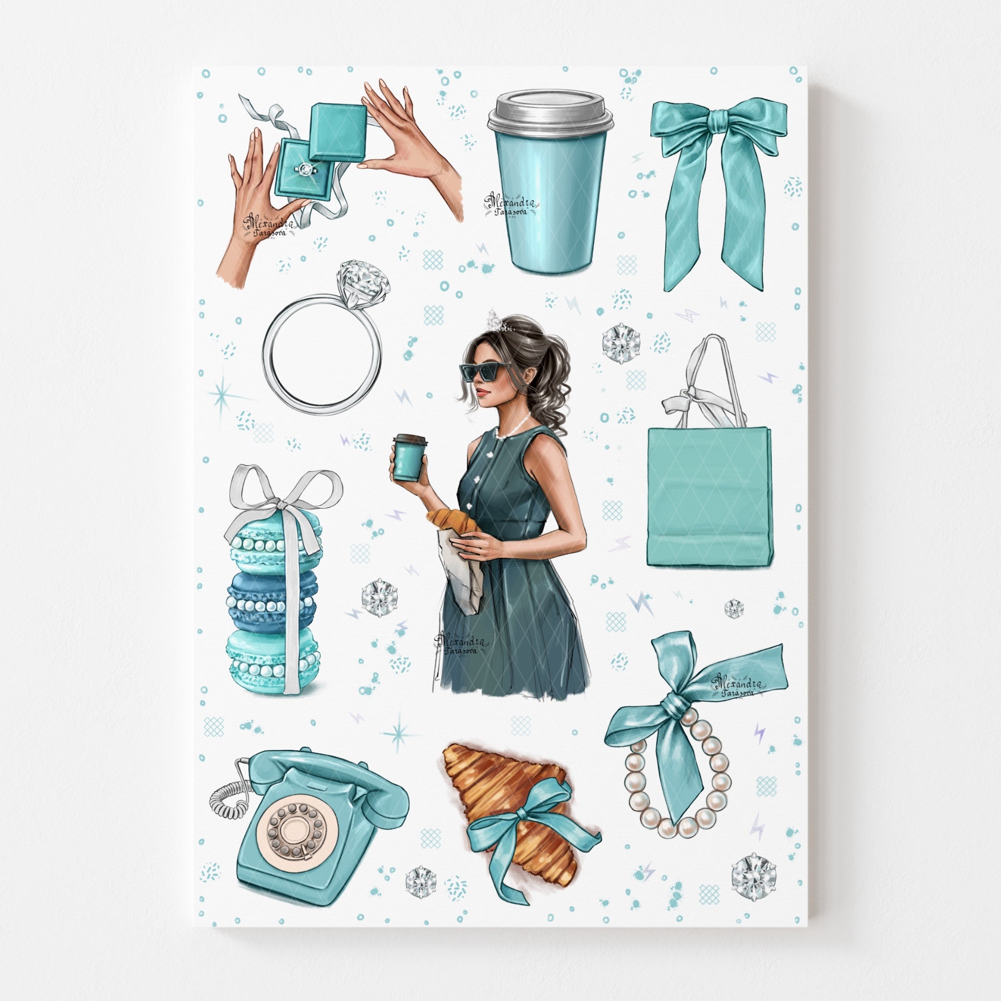 3D Stickers, 3D Stickers for Phone, iPad, MacBook, Stylish 3D Sticker Pack, 3D Stickers Set, Tiffany Accessories, Fashion Art