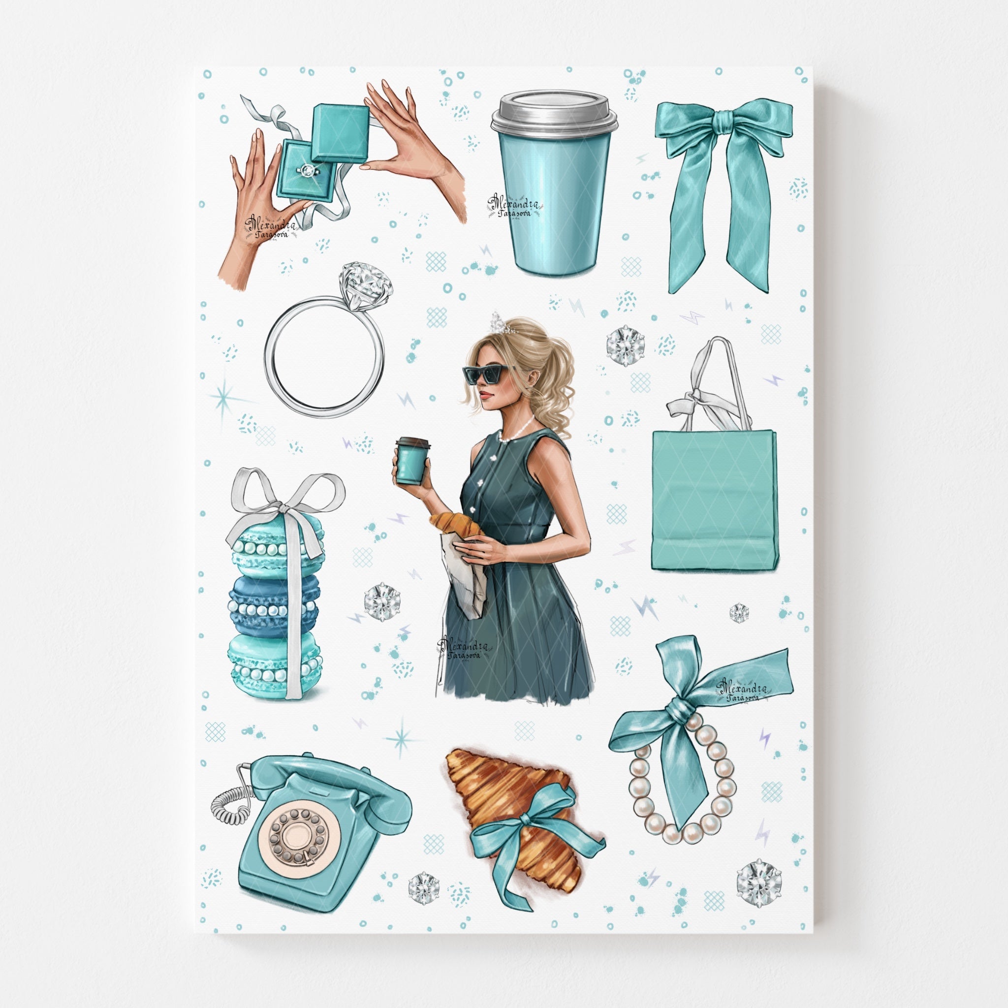 3D Stickers, 3D Stickers for Phone, iPad, MacBook, Stylish 3D Sticker Pack, 3D Stickers Set, Tiffany Accessories, Fashion Art