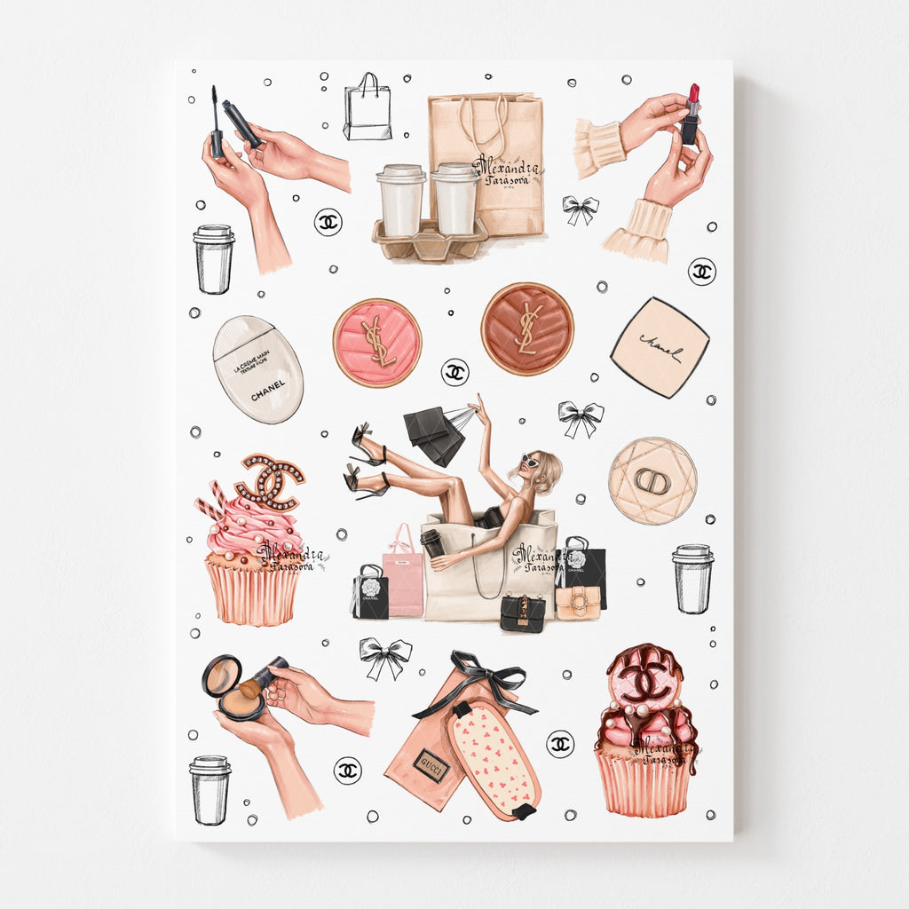 3D Stickers, 3D Stickers for Phone, iPad, MacBook, Stylish 3D Sticker Pack, 3D Stickers Set, Chanel Cupcakes, Make Up Accessories