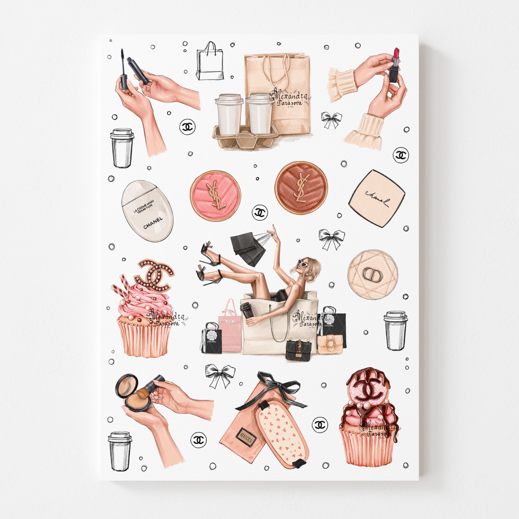 3D Stickers, 3D Stickers for Phone, iPad, MacBook, Stylish 3D Sticker Pack, 3D Stickers Set, Chanel Cupcakes, Make Up Accessories