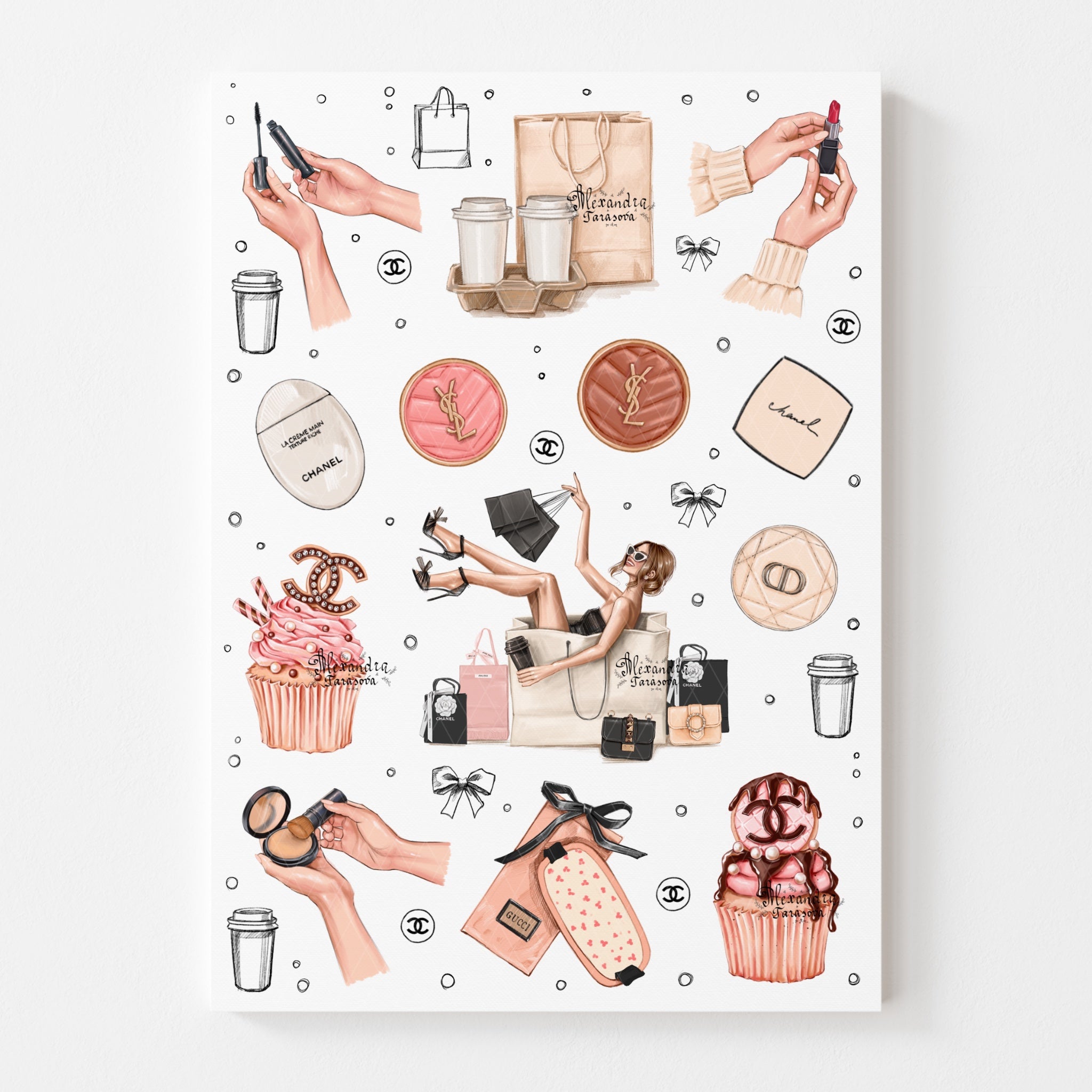 3D Stickers, 3D Stickers for Phone, iPad, MacBook, Stylish 3D Sticker Pack, 3D Stickers Set, Chanel Cupcakes, Make Up Accessories