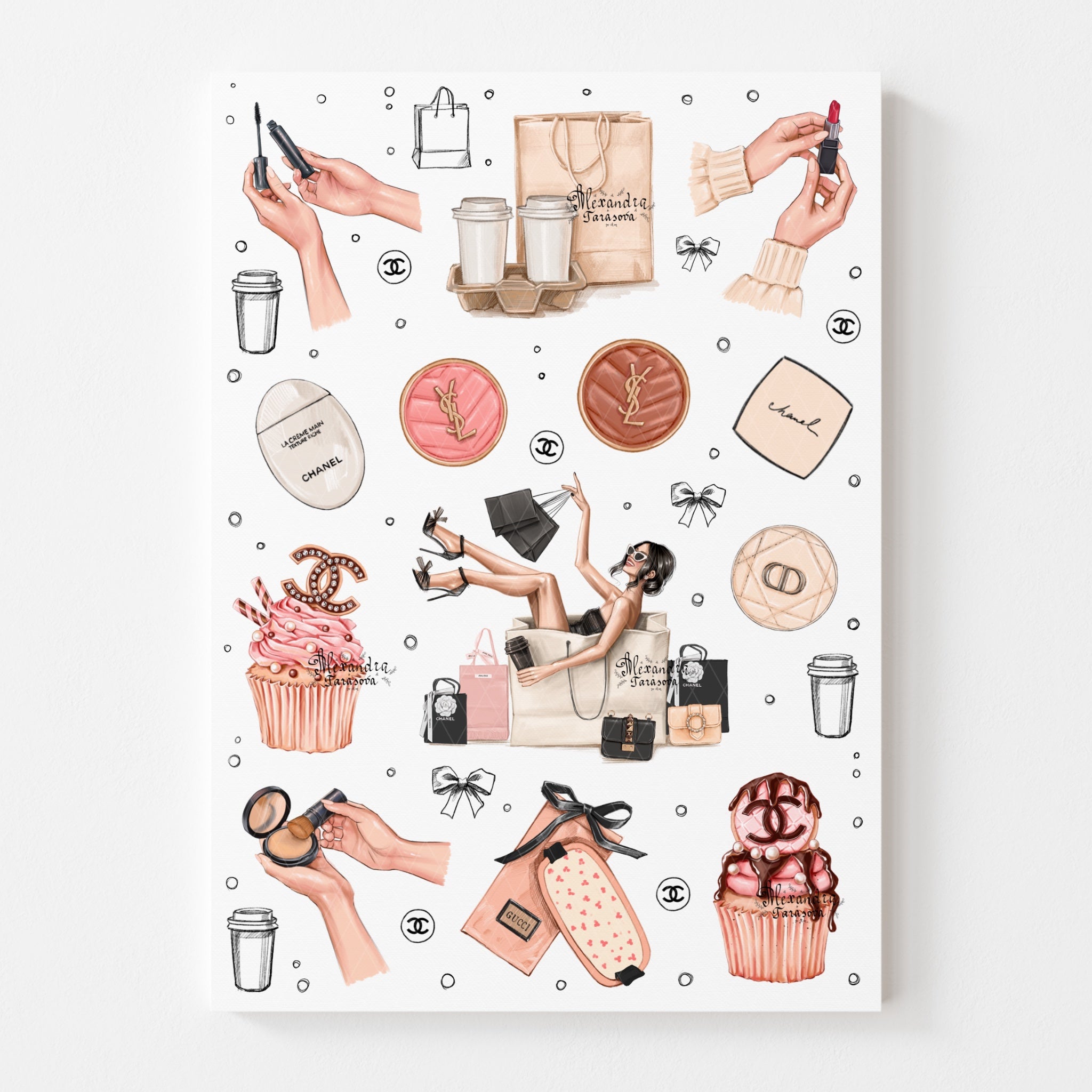 3D Stickers, 3D Stickers for Phone, iPad, MacBook, Stylish 3D Sticker Pack, 3D Stickers Set, Chanel Cupcakes, Make Up Accessories