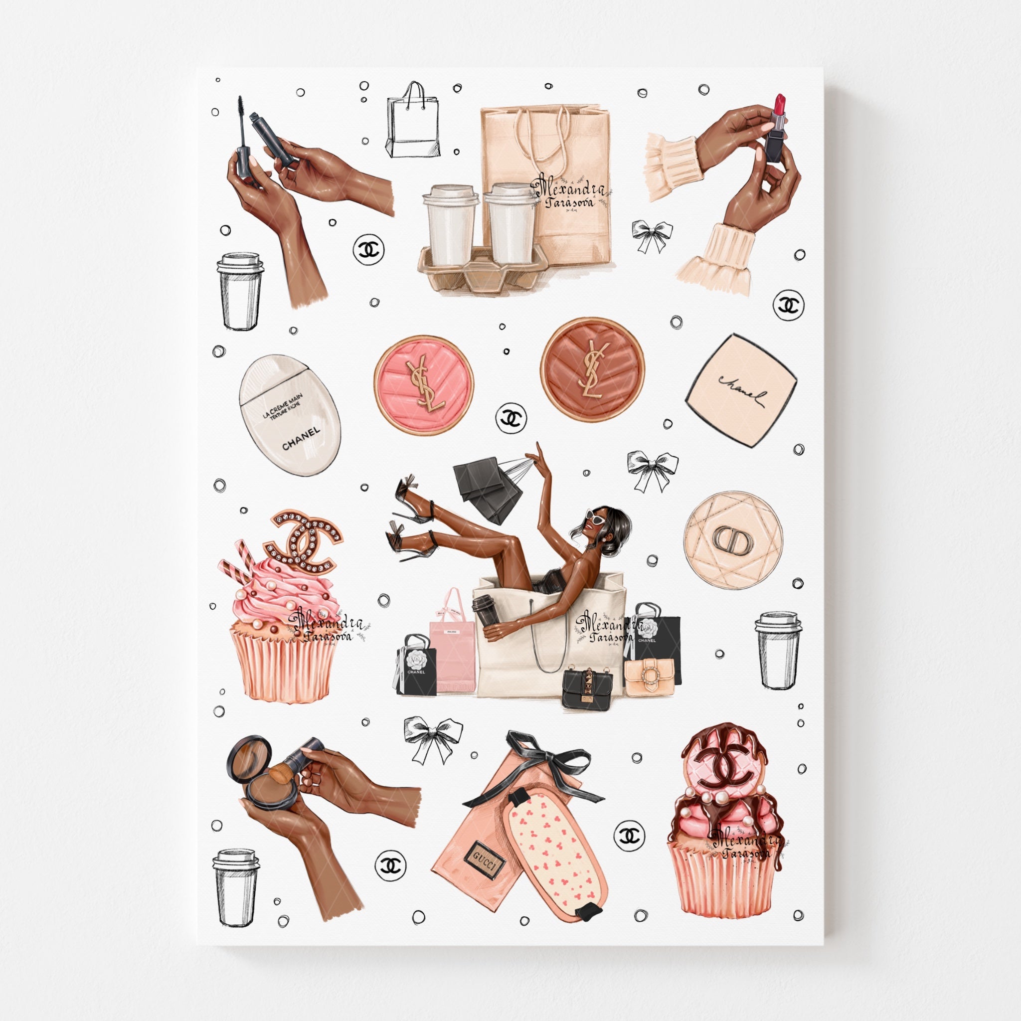 3D Stickers, 3D Stickers for Phone, iPad, MacBook, Stylish 3D Sticker Pack, 3D Stickers Set, Chanel Cupcakes, Make Up Accessories