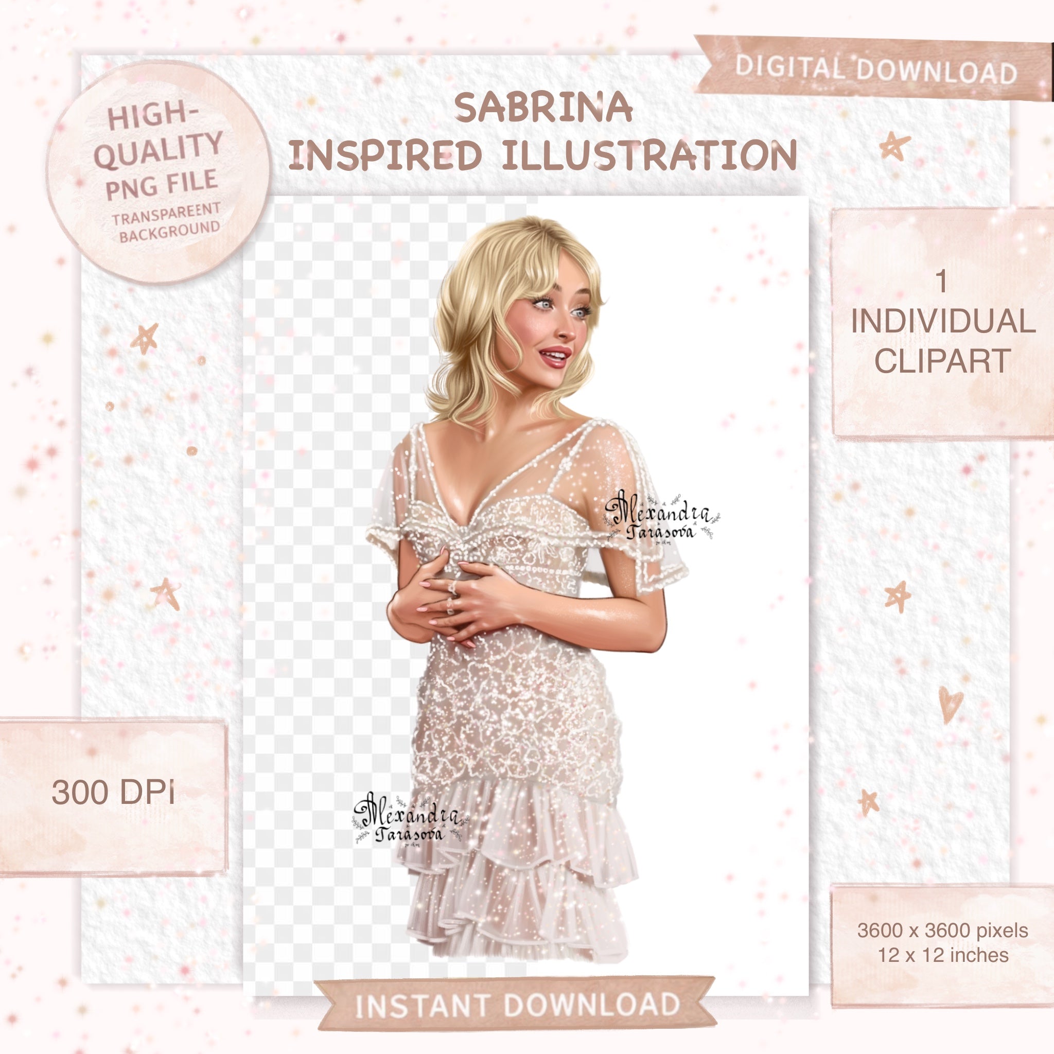 Sabrina Carpenter Inspired Fashion Illustration | Printable Wall Art | Digital Download | Pop Icon Art | Hand Drawn Illustration