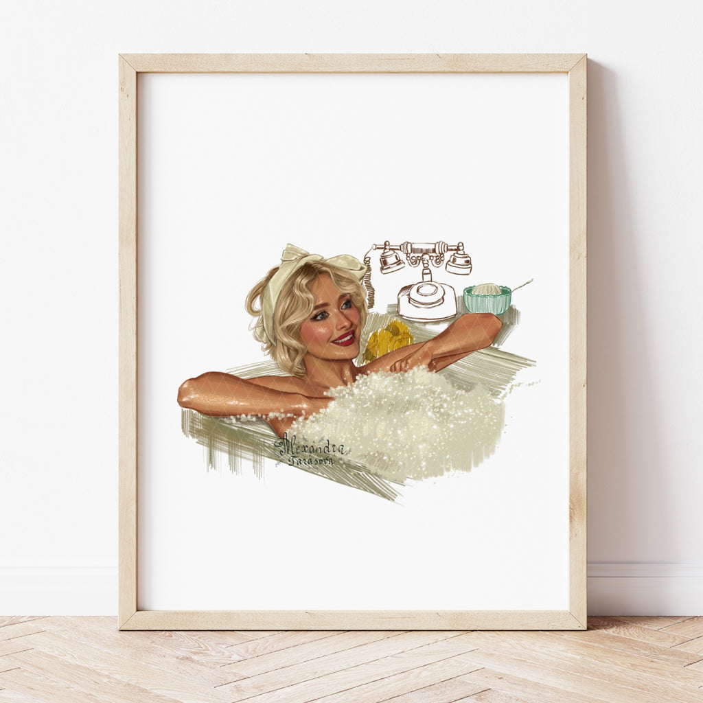 Sabrina Inspired Digital Download Printable Wall Art Pop Icon Art Hand Drawn Illustration