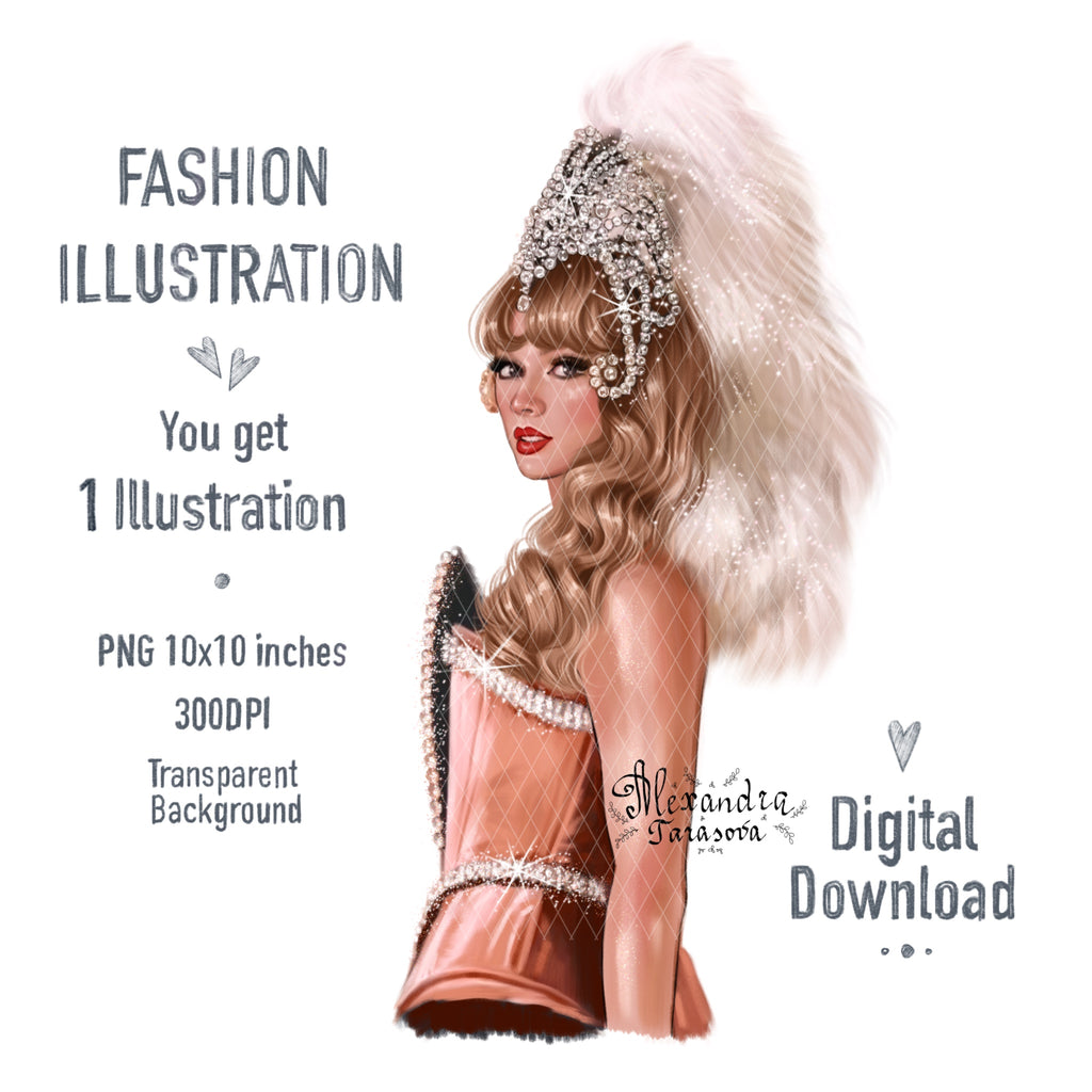 Taylor Swift Illustration Digital Download Printable Art Eras Tour Hand Drawn Illustration